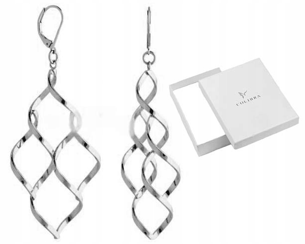 

Srebrne Kolczyki Duże Długie Stylowe Abstrakcja