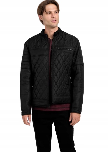 Guess Černá Prošívaná Bunda Na Zip Xs 2CC