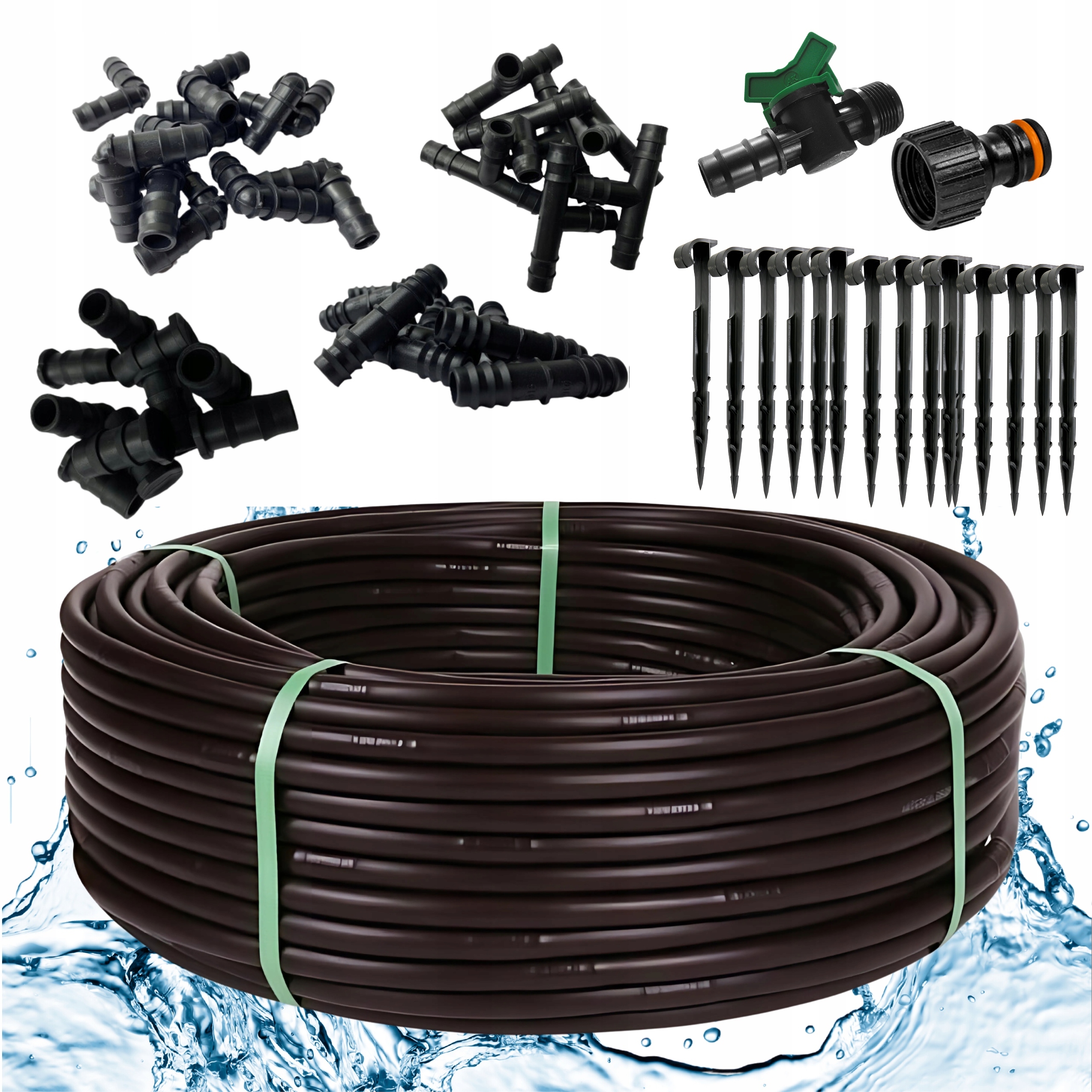 Linia Kroplująca Wąż Kroplujący 100m Do Ogrodu Nawadnianie Zestaw XXL 162el