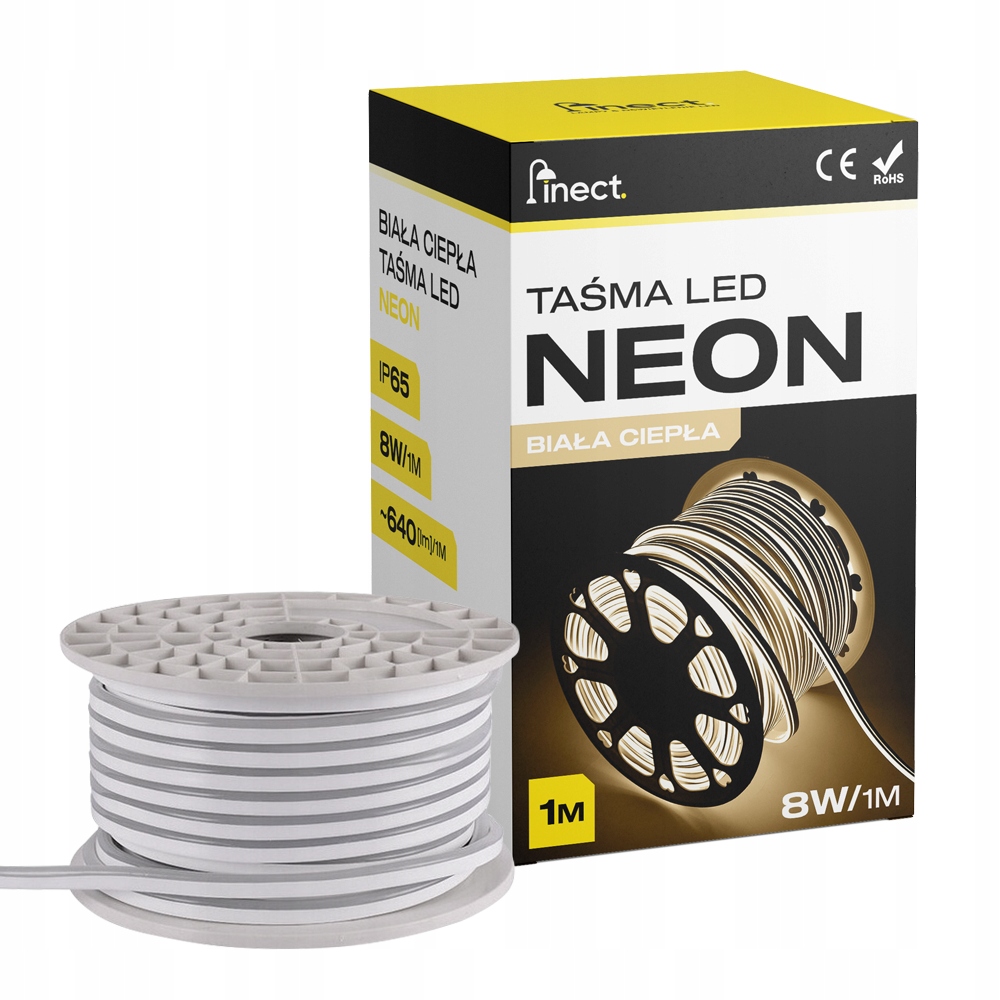 

Taśma Led Neon flex IP68 230V 2835 8W ciepła 1m
