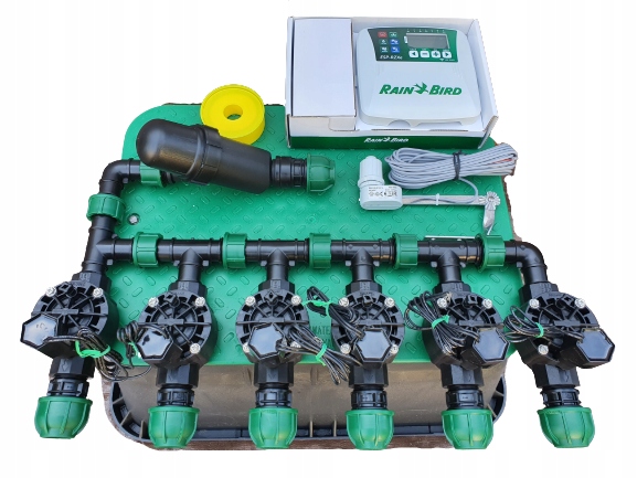 Zestaw automatycznego nawadniania Rain Bird 6 sekcji Czujnik opadu +Filtr