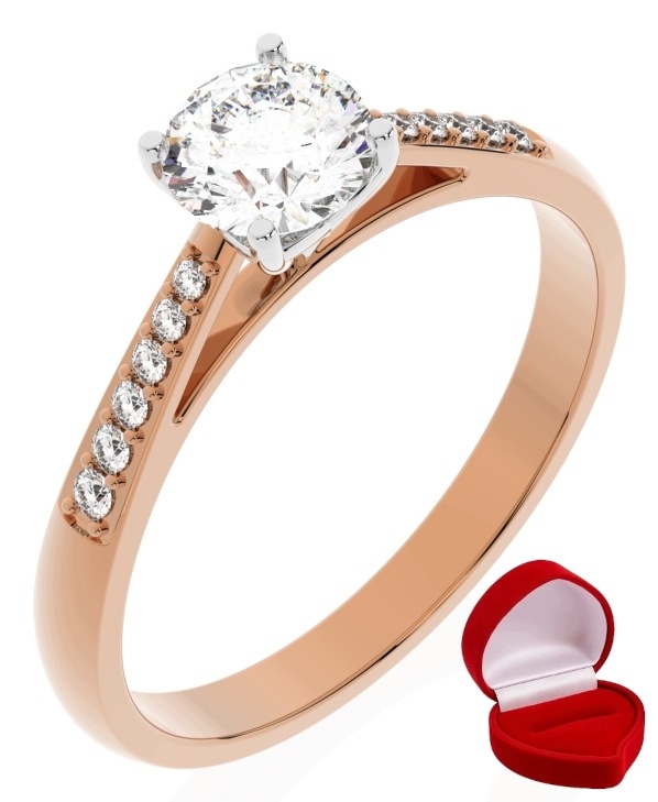 Zlatý Prstýnek 585 14k Brylant 0,50 ct Růžové Zlato R18