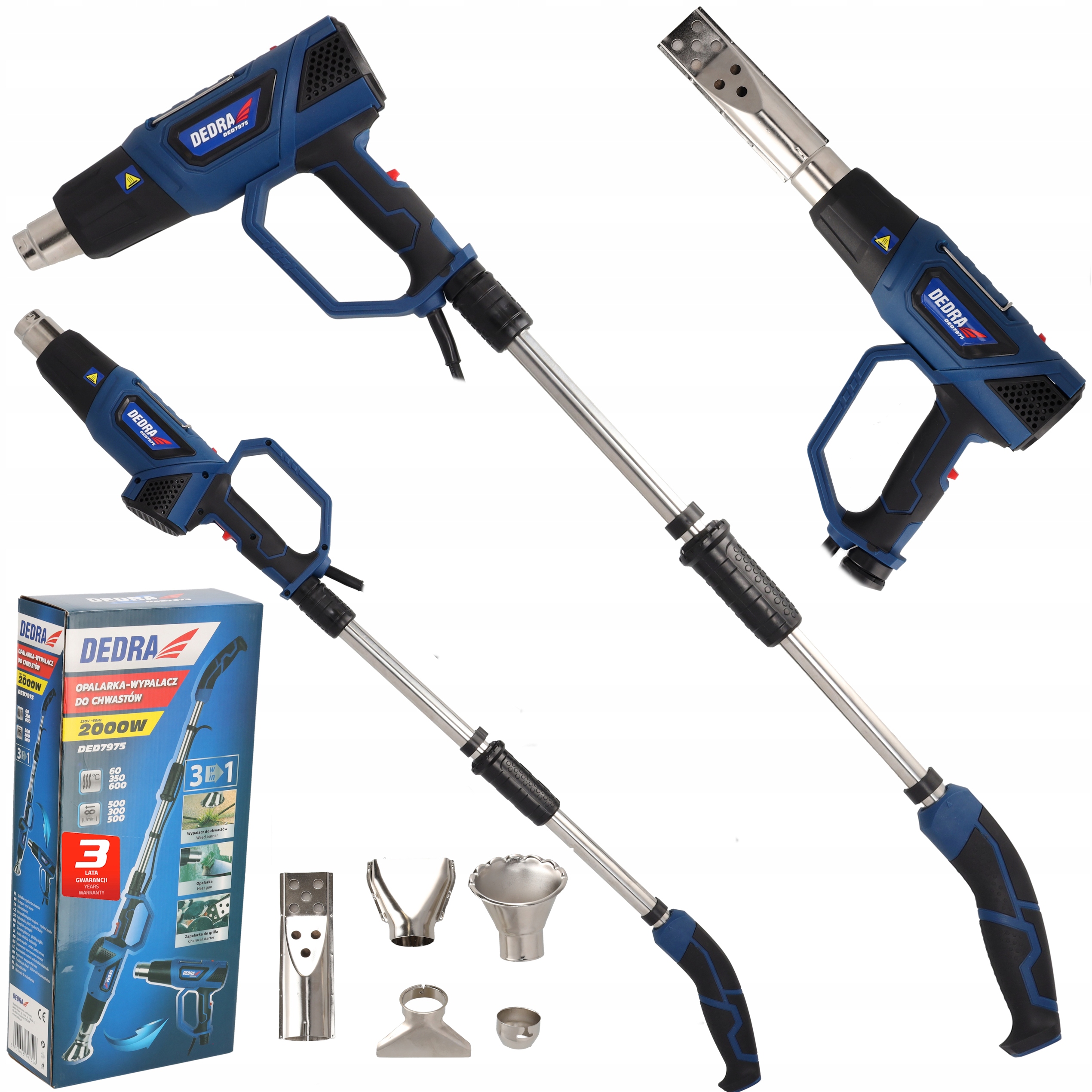 Wypalarka Chwastów Dedra Palnik Grilla Opalarka elektryczna 2000W Wysięgnik