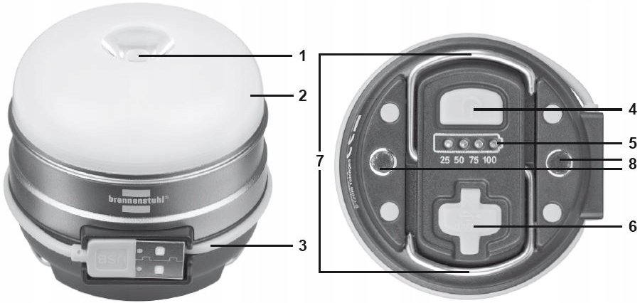 LAMPKA LATARKA TURYSTYCZNA LED USB KEMPINGOWA IP44 Marka Brennenstuhl