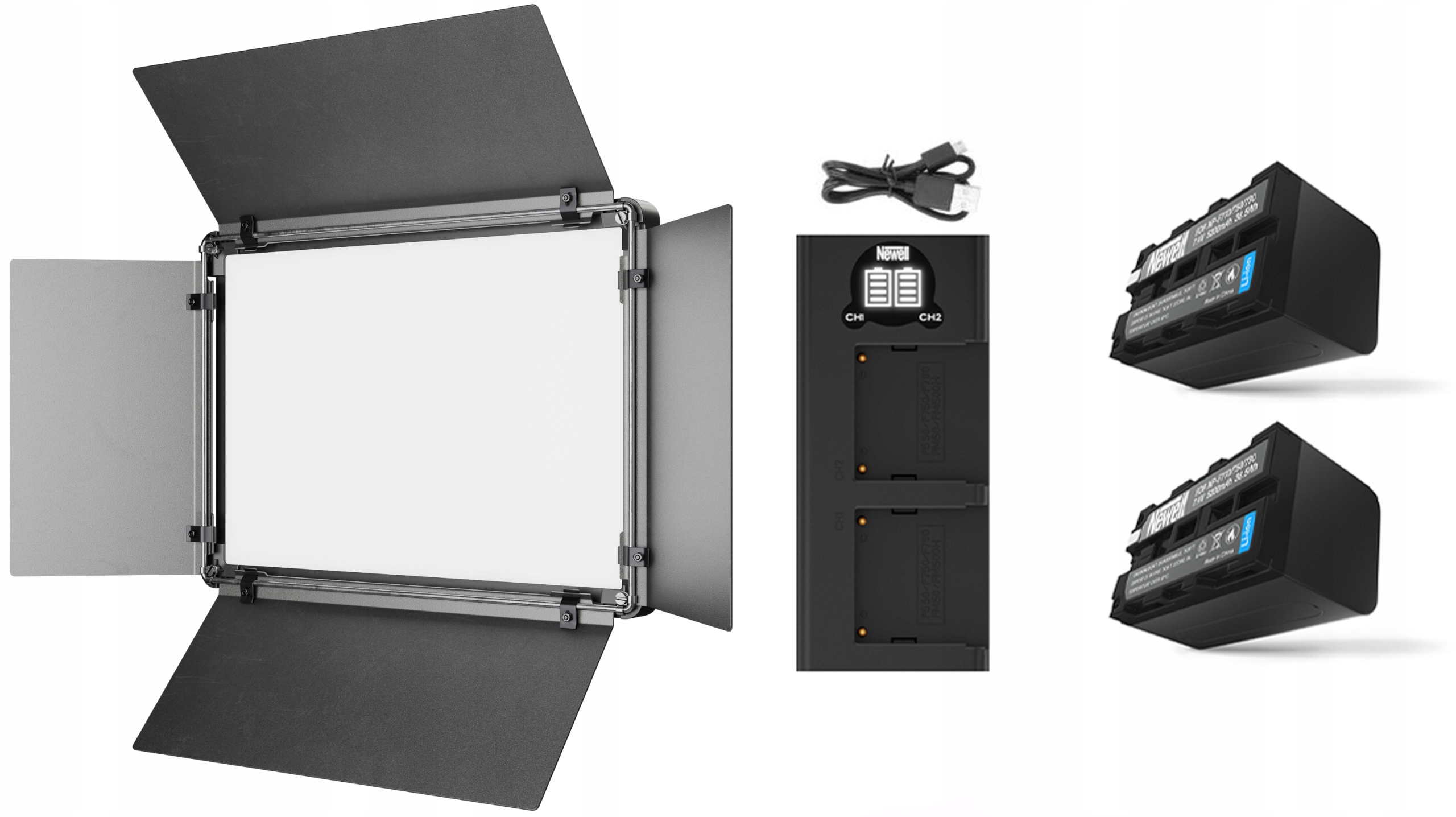 Lampa LED Newell Air 1100 RGB BD APP 2500-8500 K + 2x NP-F770 + ładowarka