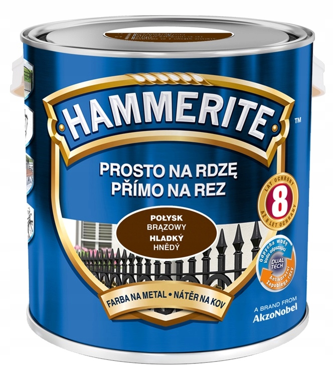 Farba Hammerite Na Rdzę- brąz, połysk, 2.5l