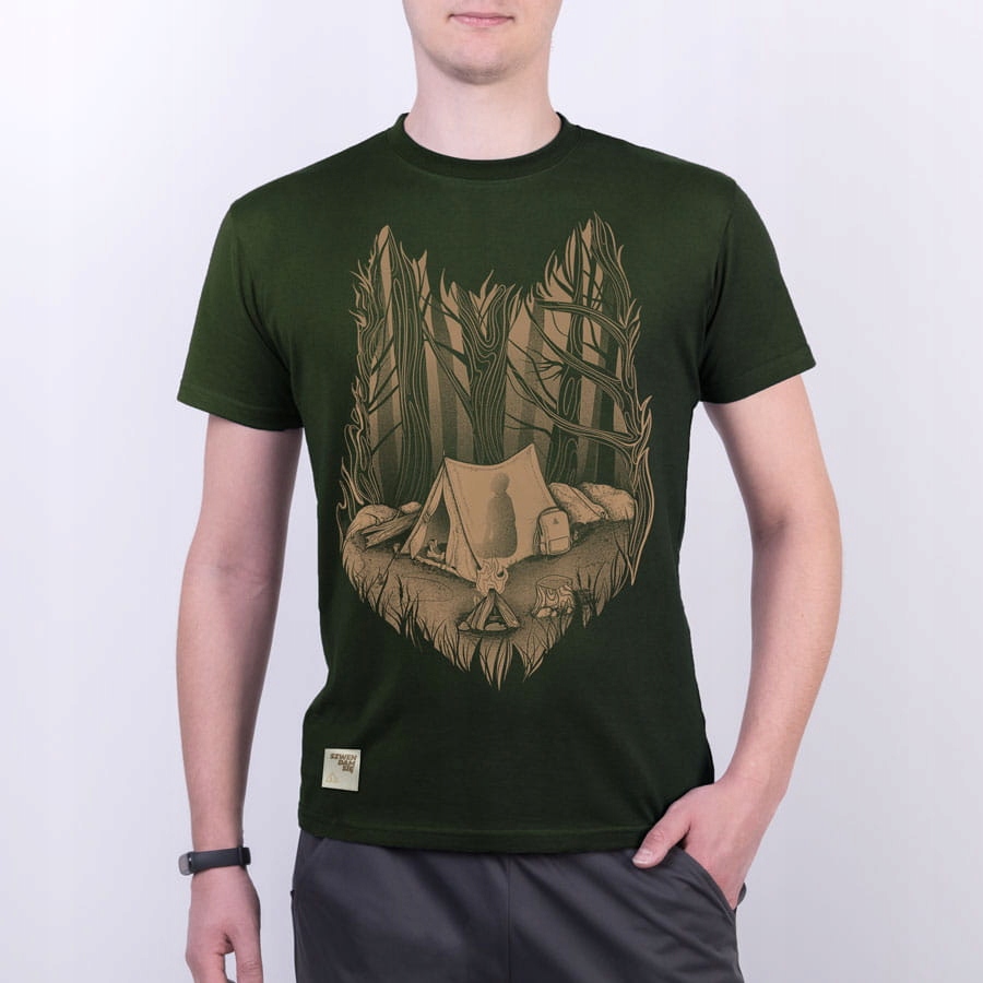 Koszulka turystyczna męska WILK OBOZOWISKO khaki L Marka inna