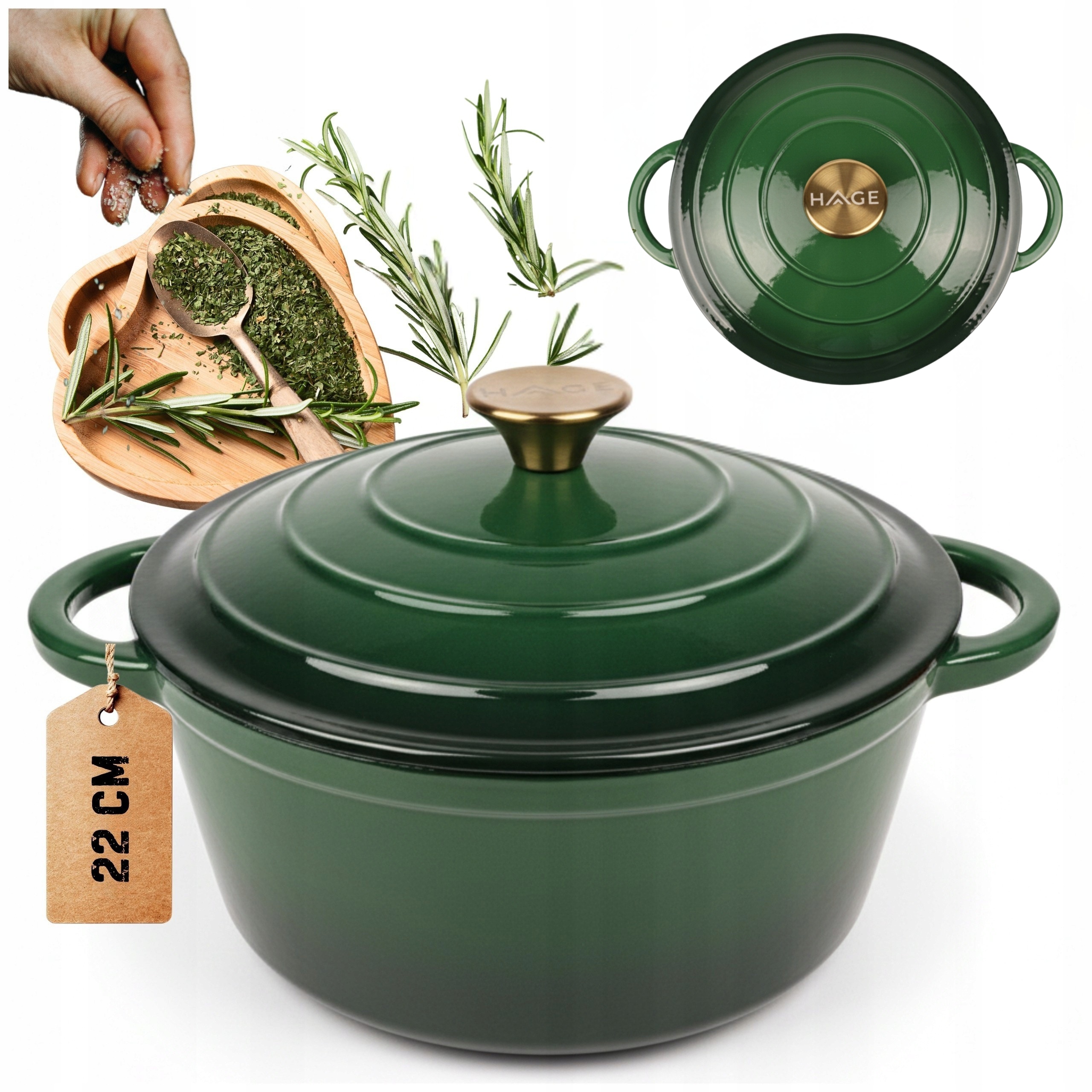 Hrnec Hrnec 3 L Smaltované Víko Zelený Plyn/indukce Trouba 22 CM