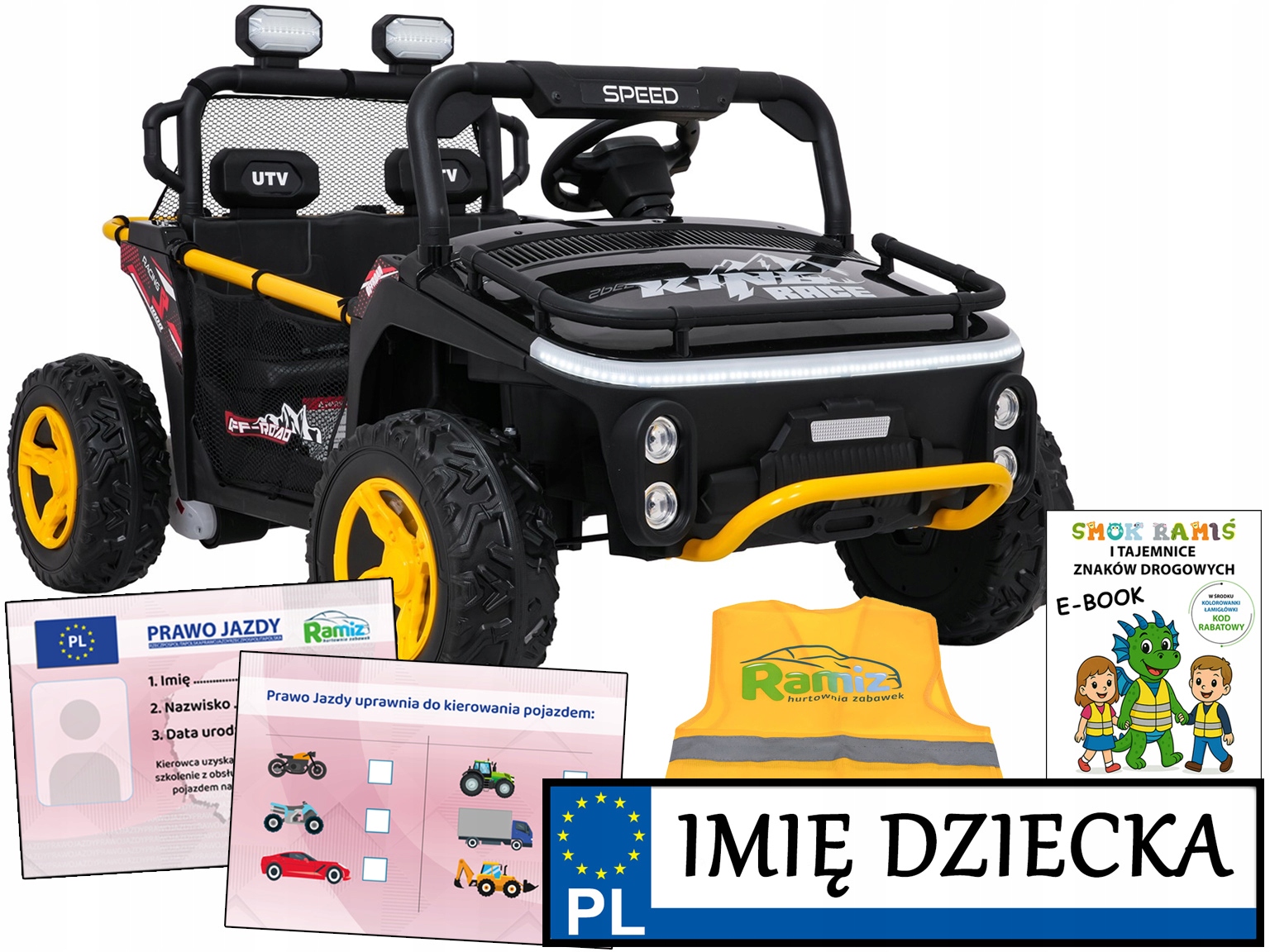 Buggy Utv Speed auto dla dzieci na akumulator Pilot Bagażnik prawo jazdy