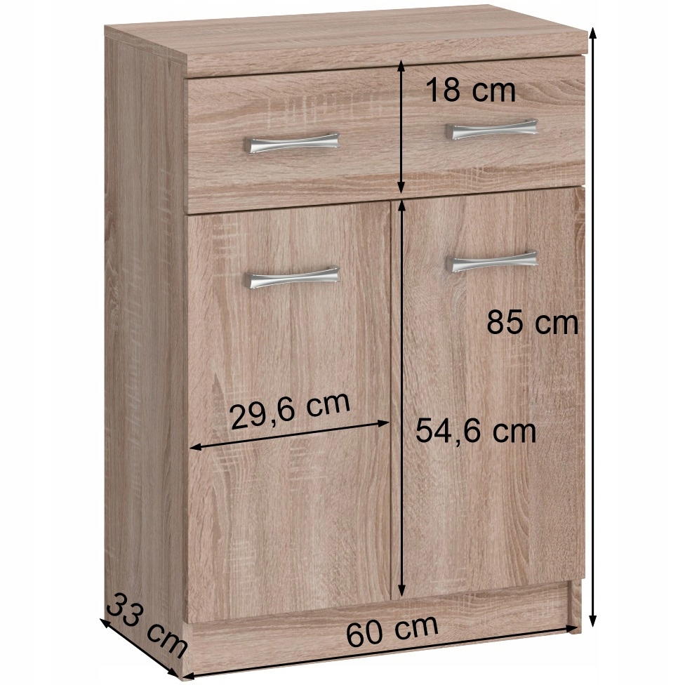 KOMODA SZAFKA SOFIA 2D1S 60 X 85 X 33 CM DĄB SONOMA MAT DO PRZEDPOKOJU Kod producenta KOM-SOFIA-MAF-SONOM-2D1S6