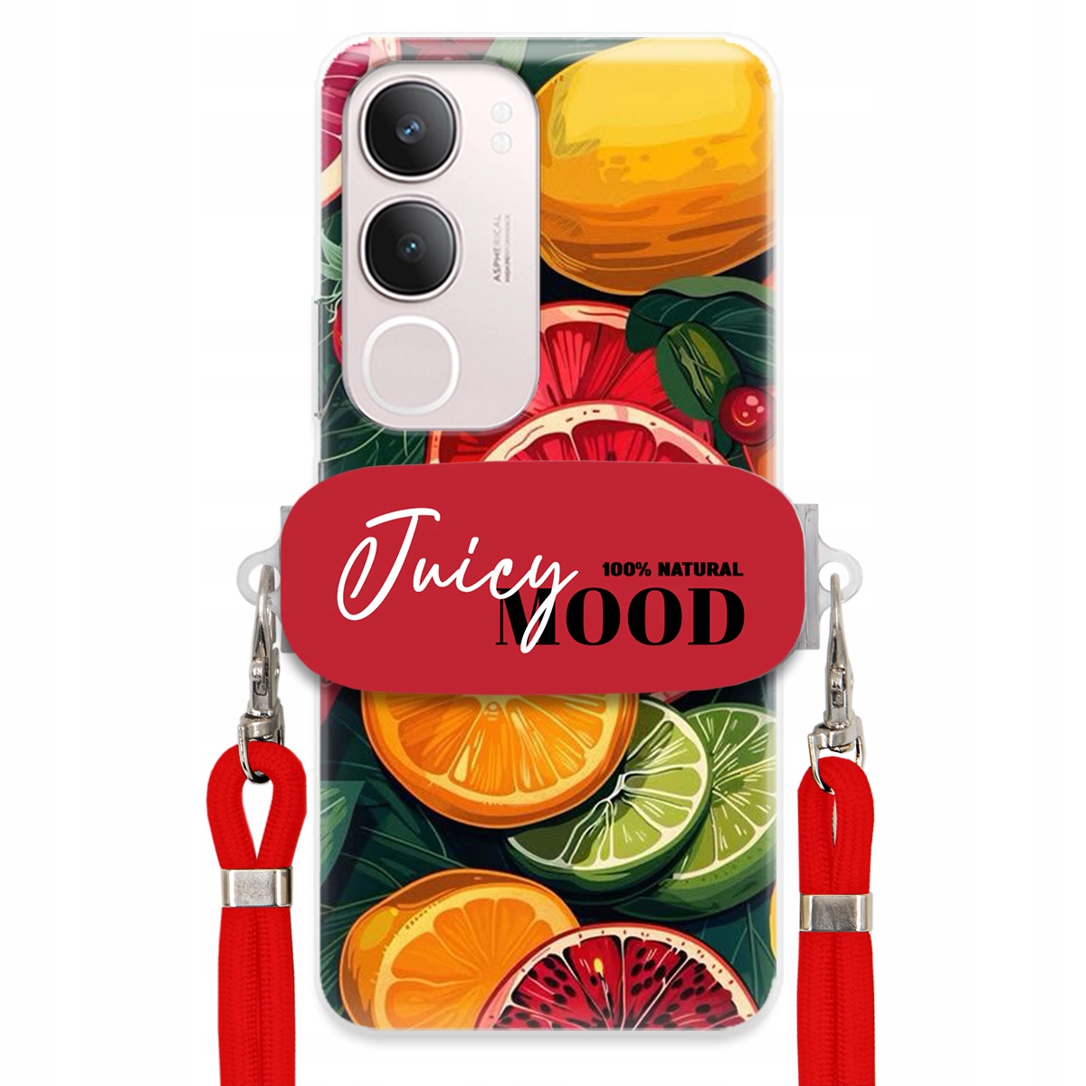Puzdro pre Vivo Y19S 4G Červené Crossbody vodítko držiak Juice Mood Ovocie