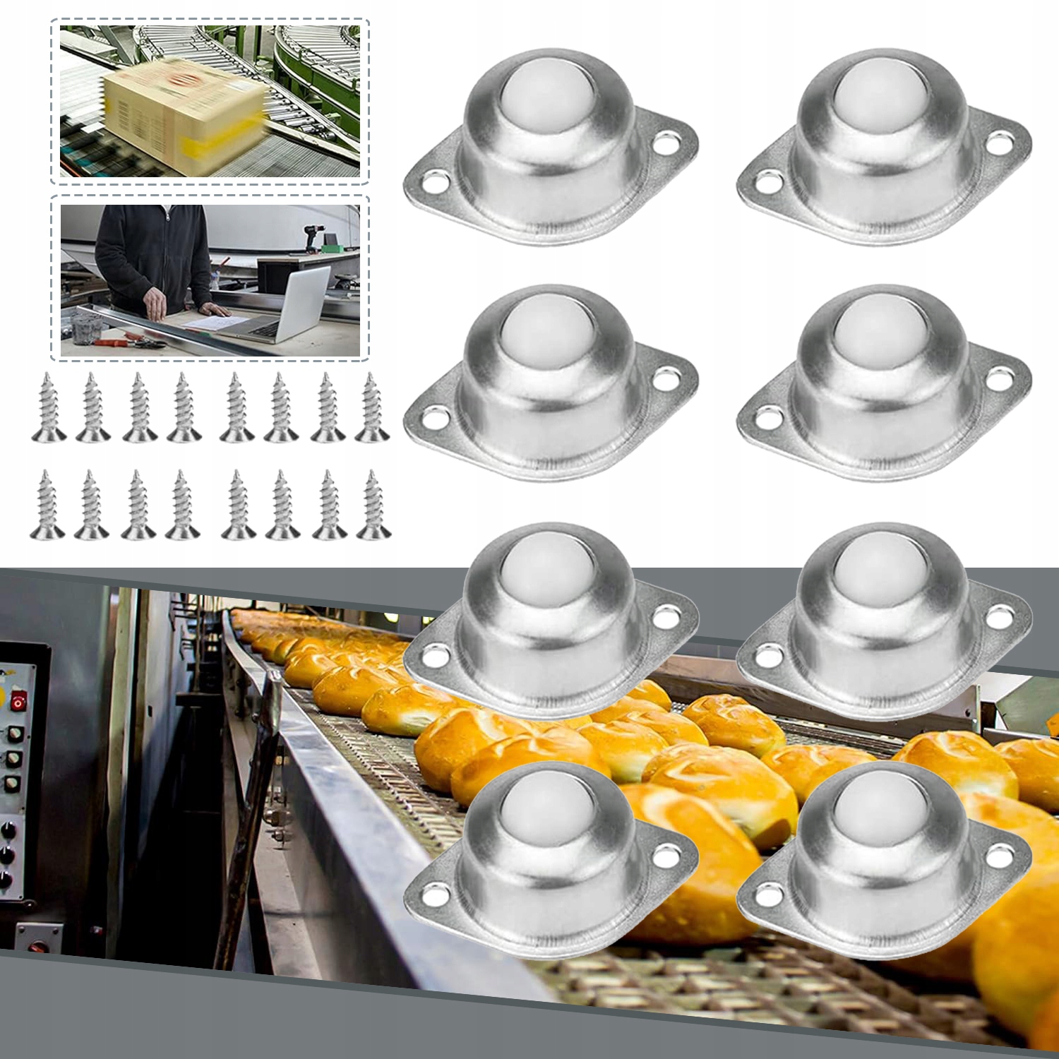 8 SZT. ROLEK KULKOWYCH Z ŁOŻYSKIEM KULKOWYM, NOŚNOŚĆ 20KG, DO MEBLI, BAGAŻU