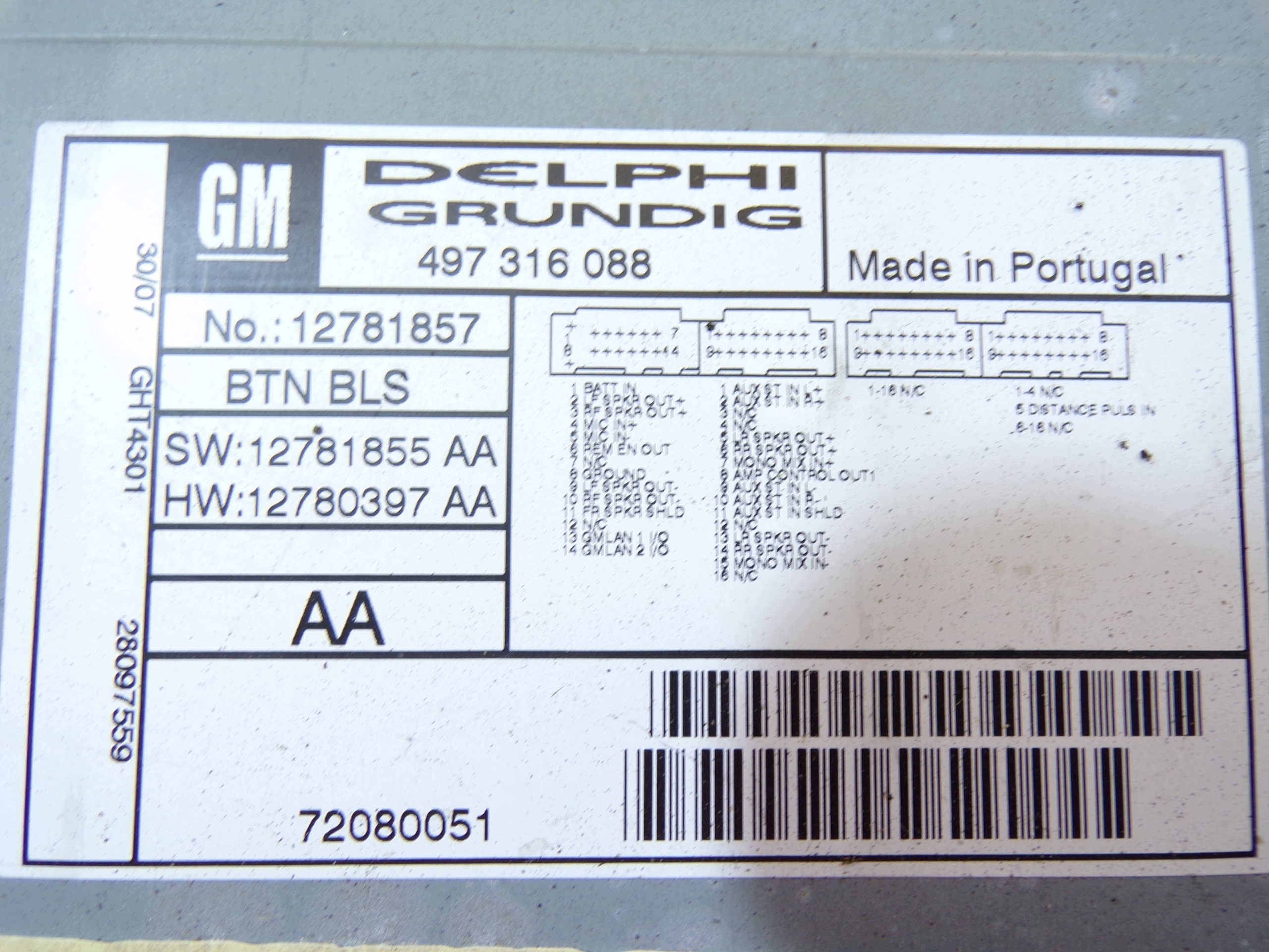 RADIO CD Navigation CADILLAC BLS 12781857