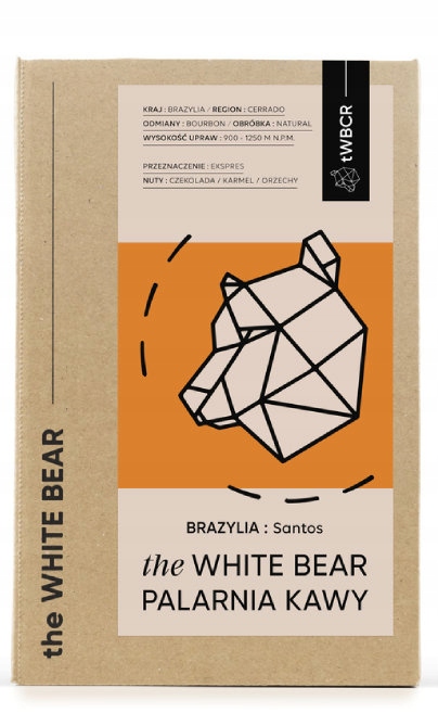 Levně Káva zrnková The White Bear Brazílie Santos 1 kg 100% Arabika