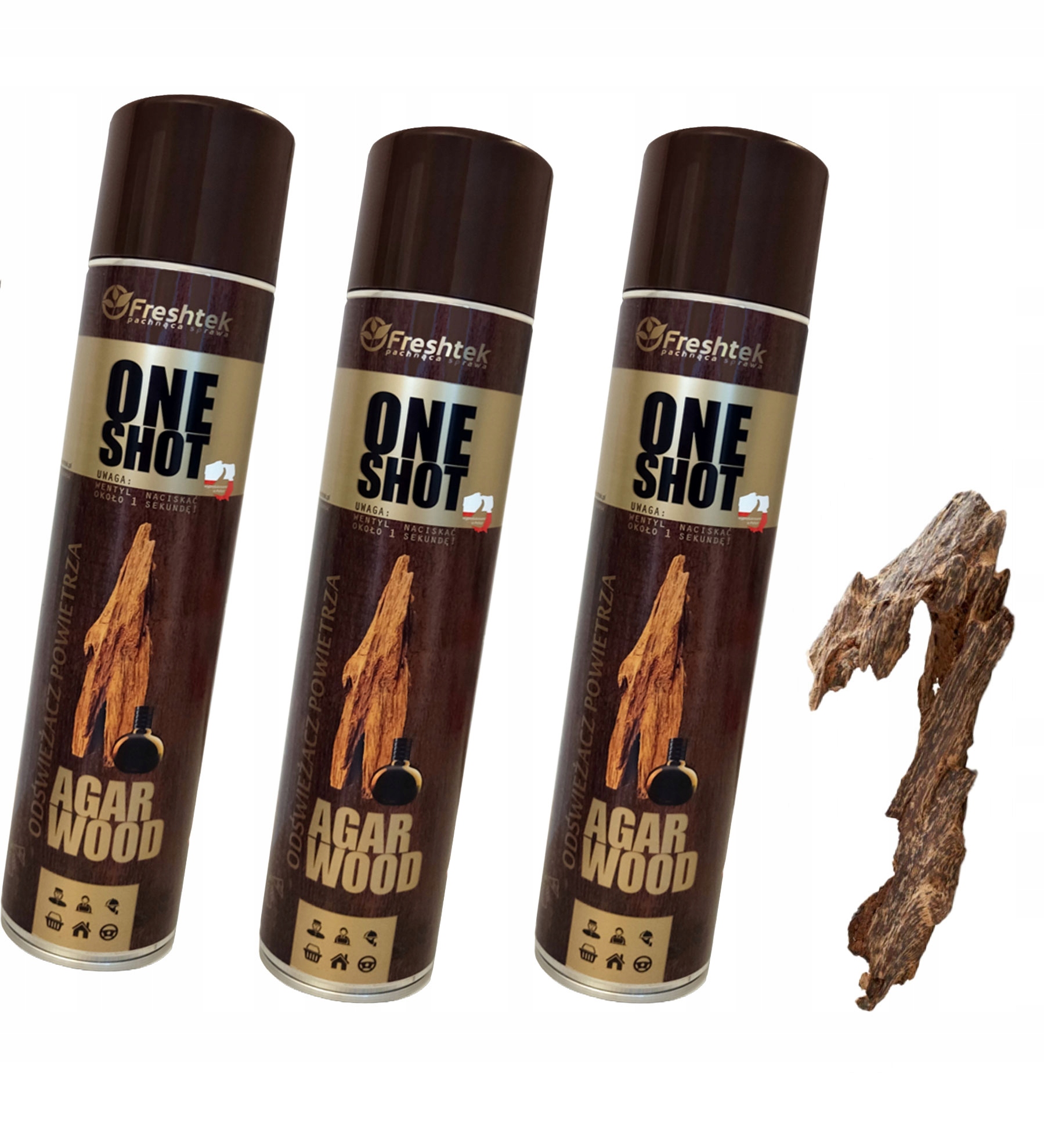 Levně Freshtek One Shot Agarwood 600 ml osvěžovač vzduchu 3 ks