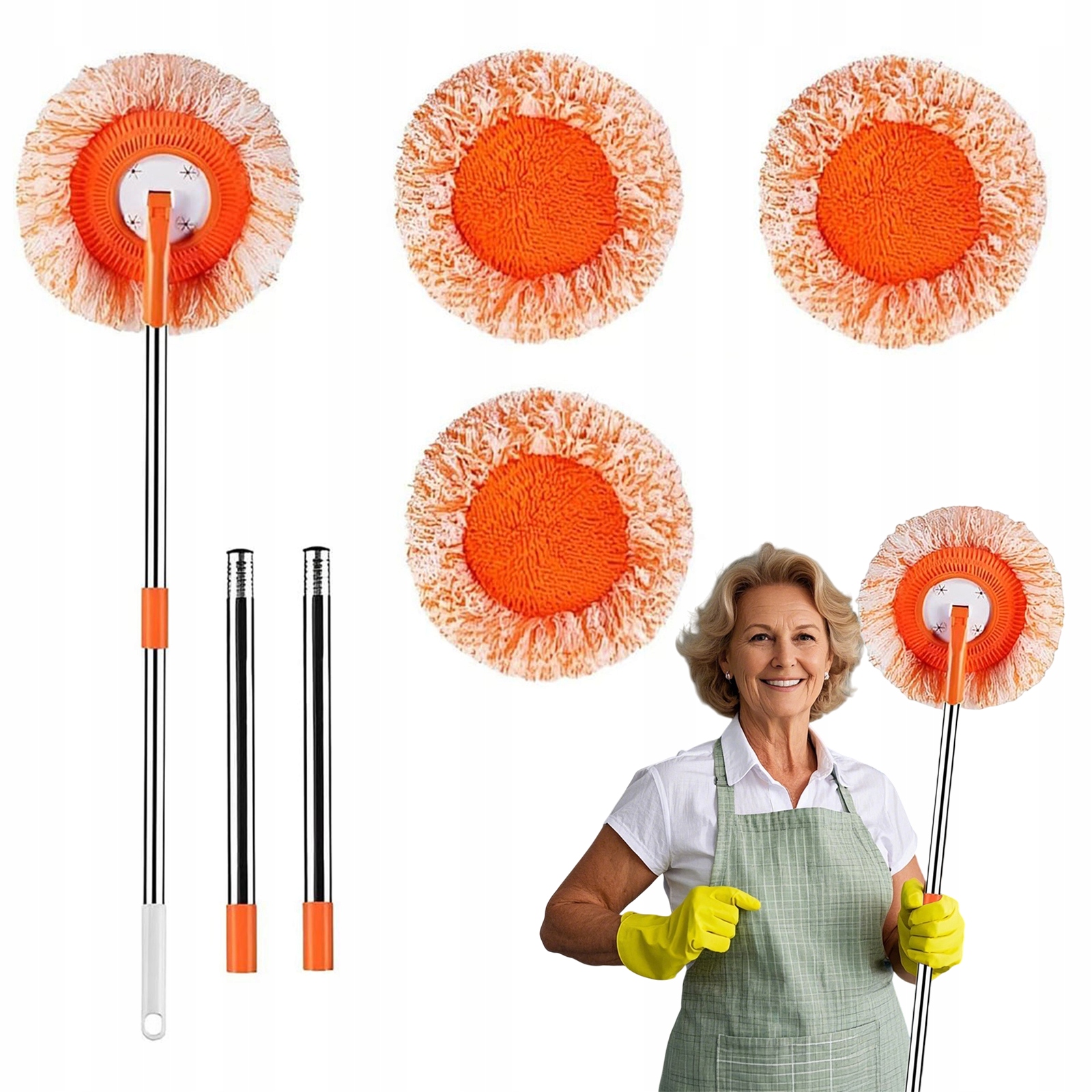 Levně Rotační Mop Na Čištění Podlah Nastavitelný O 360 Stupňů, Sada S Mopem