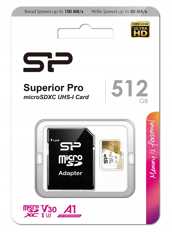 Силиконовая мощность MicroSDXC 512GB V30 A1 карта памяти