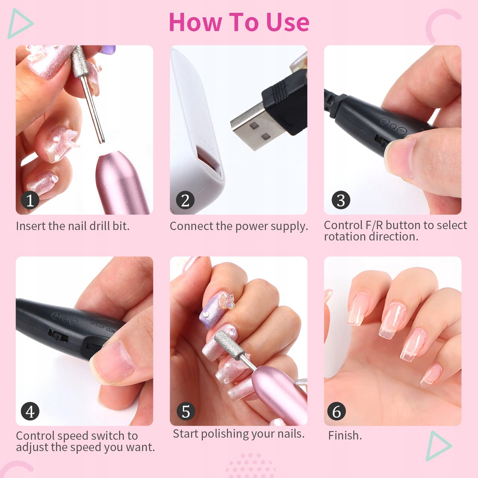 SAVILAND Profesjonalna Frezarka Do Paznokci 7w1 Zestaw Do Manicure Pedicure — miniatura 9
