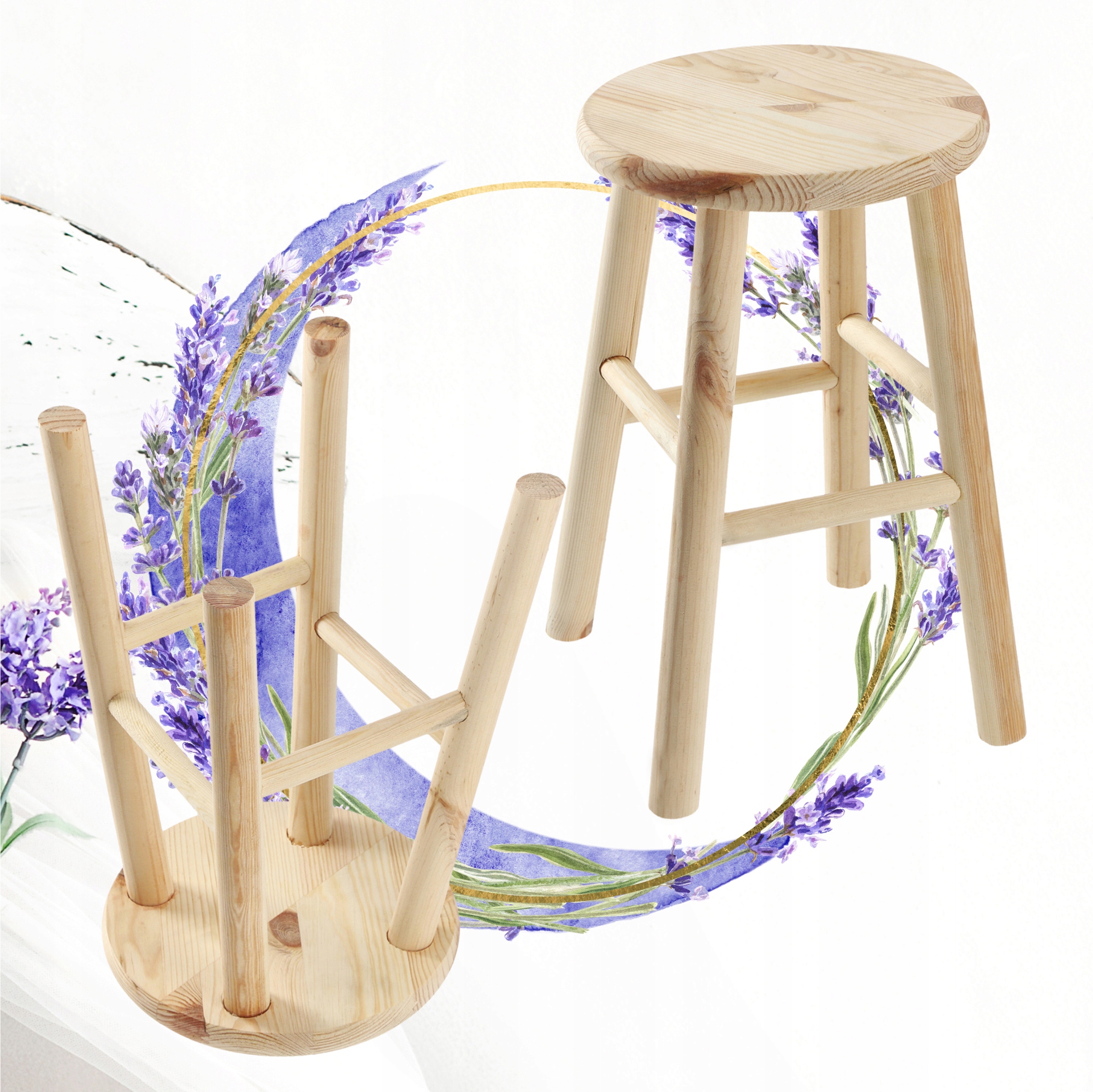 TABORET DREWNIANY KUCHENNY STOŁEK KRZESŁO 46cm SOLIDNY SOSNOWY Szerokość mebla 28 cm