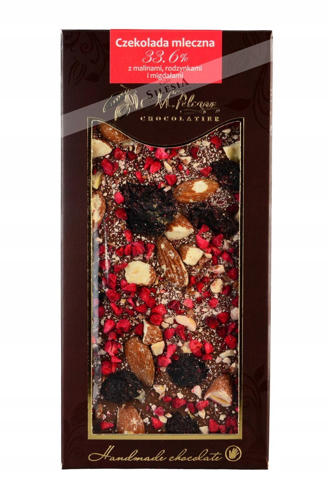 Levně 3x M. Pelczar čokoláda s malinami, rozinkami a mandlemi 85 g