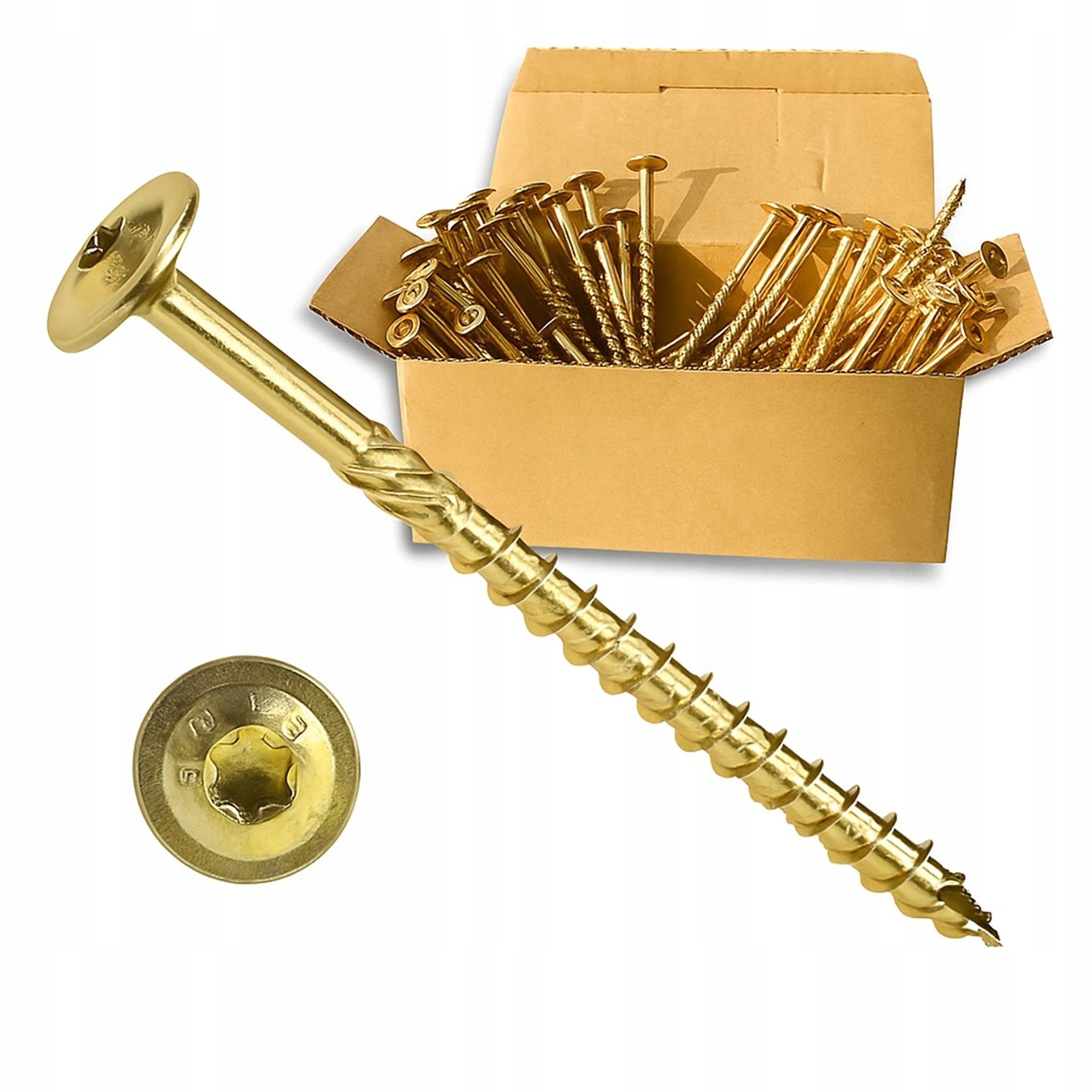 Wkręty Ciesielskie Talerzowe 8x200/80 100szt Torx Konstrukcyjne do Drewna