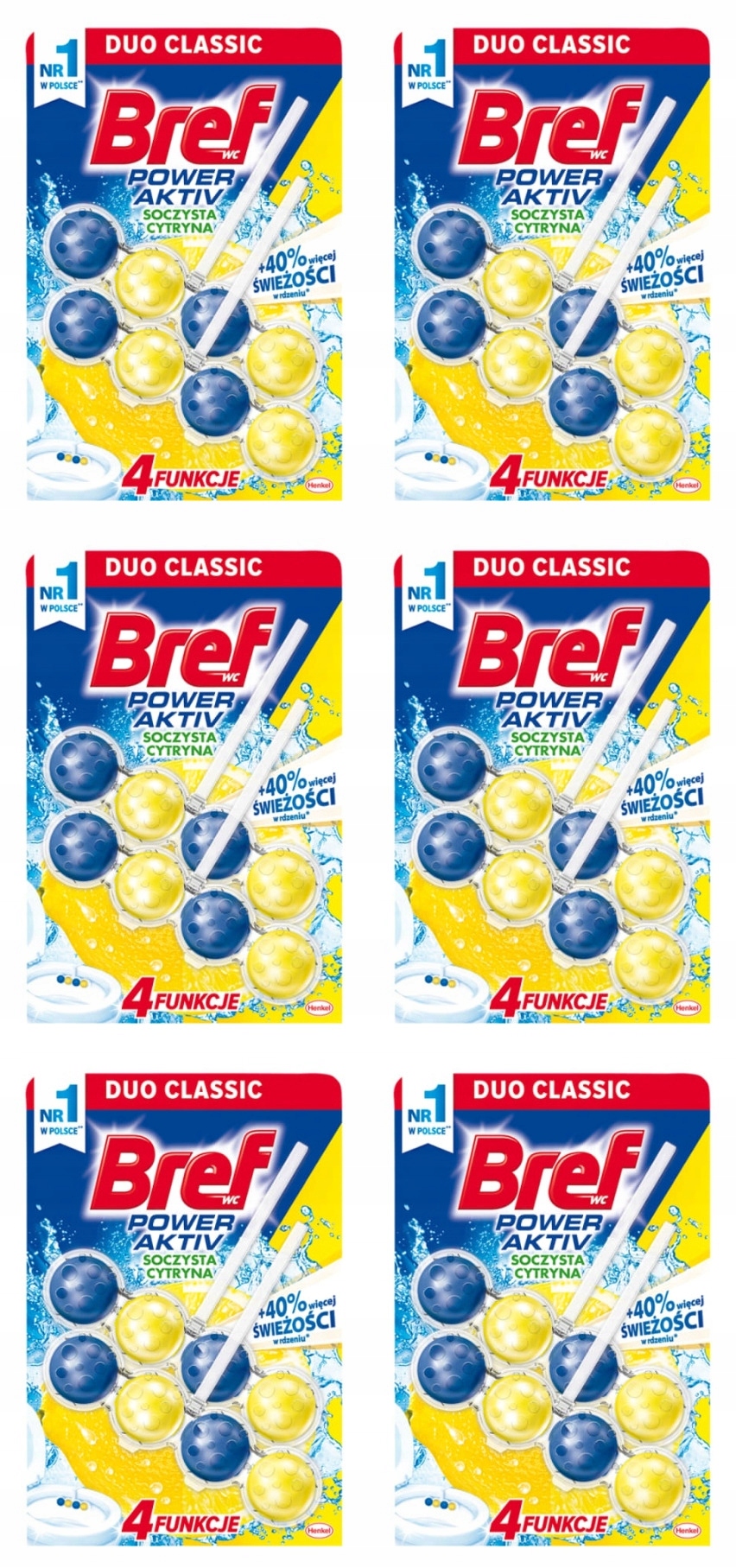 Levně Bref Power Aktiv Lemon Duo Wc Kostka Citron 6 Ks