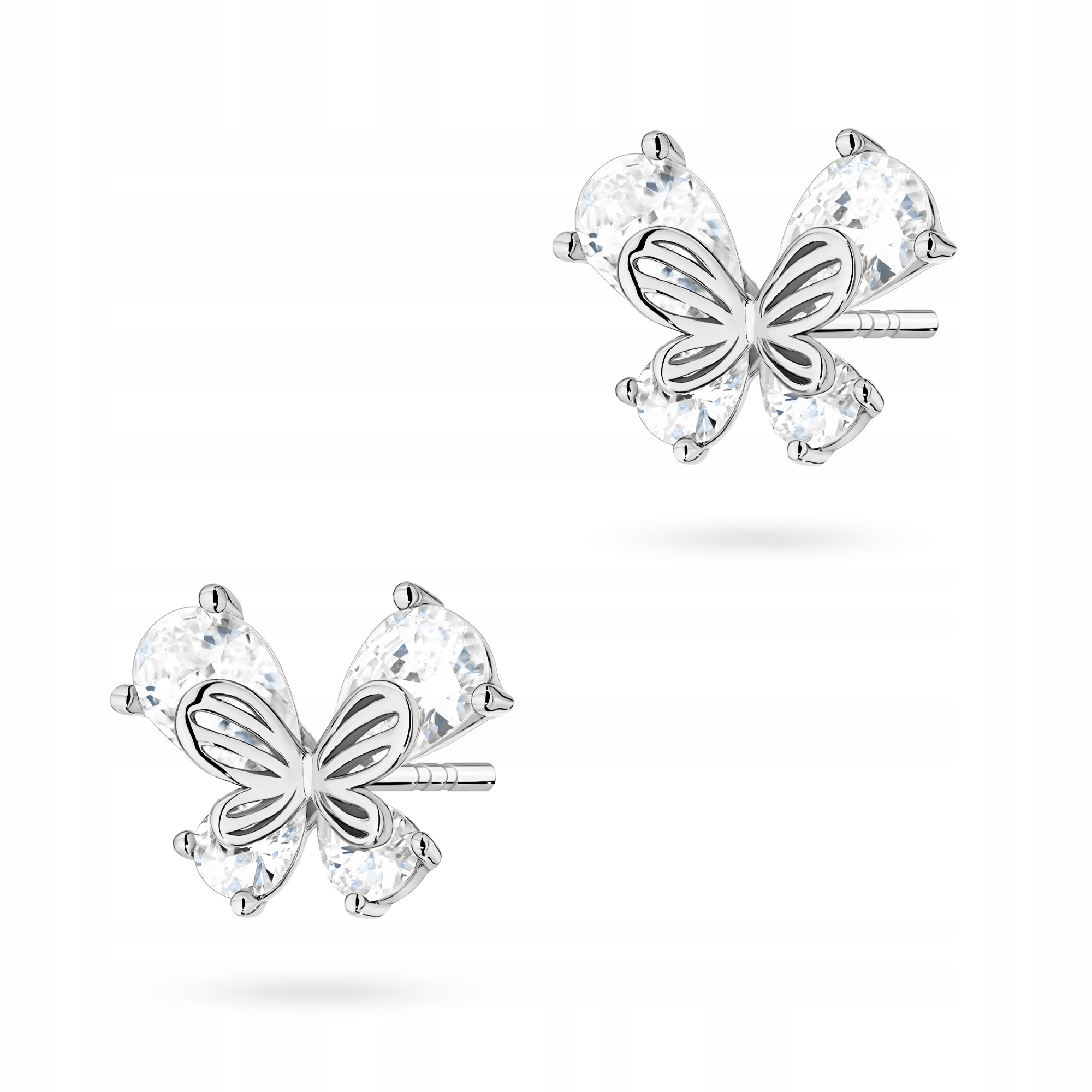 Stříbrné Náušnice Dámské ryzost 925 Motýlci s zirkony Dýka Krabička