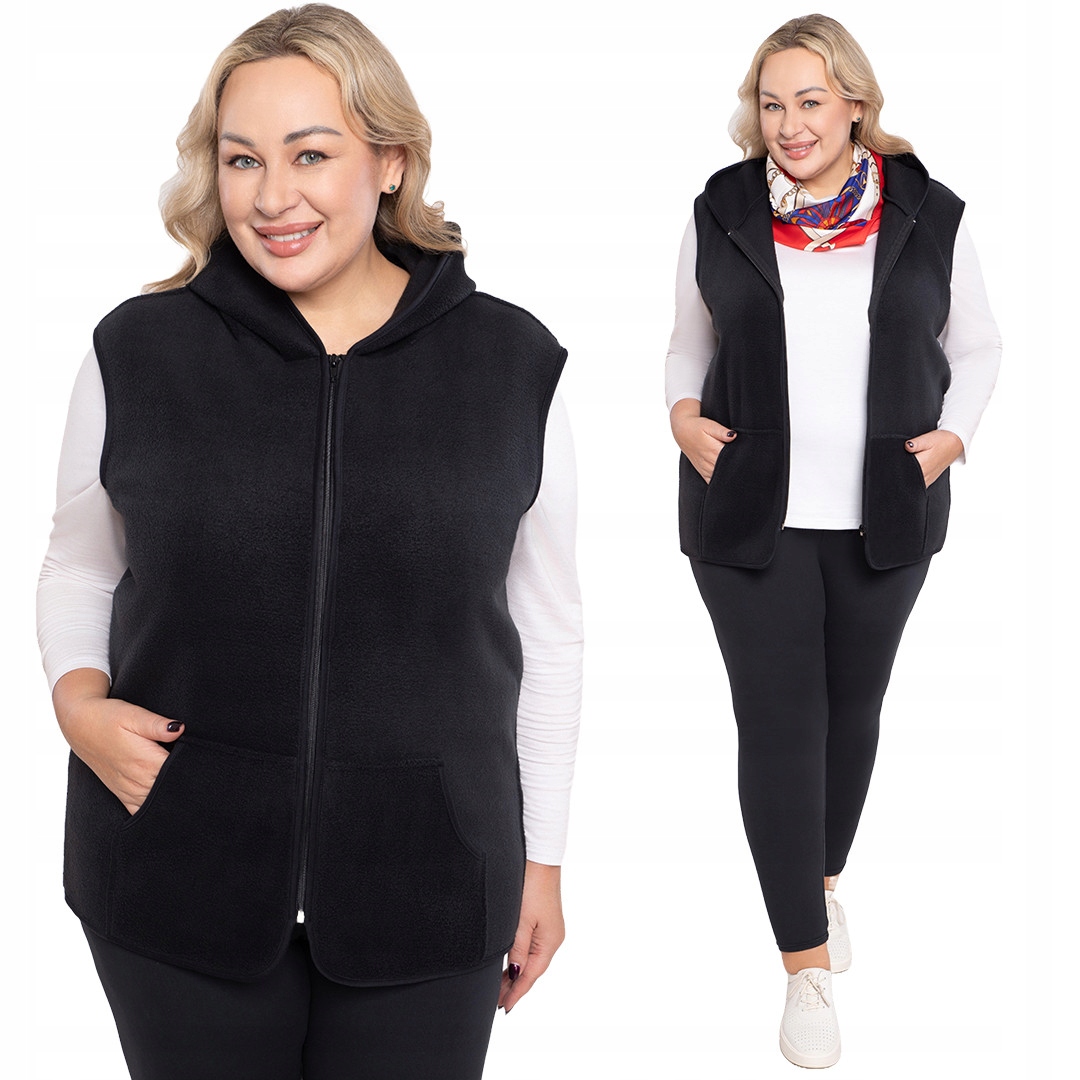 Černá vesta z teplého fleecu plus velikost 50