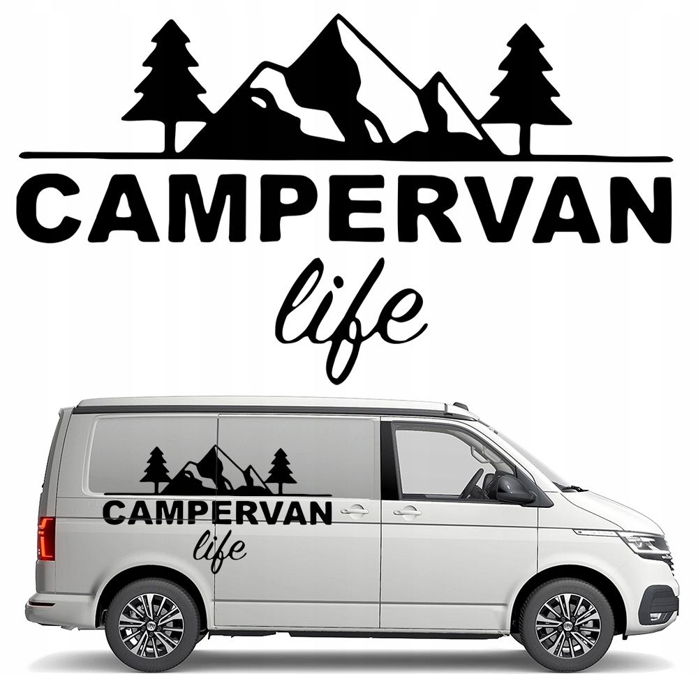 Nálepka Grafika na karavan Kampera Přívěs Campervan Life Hory 90x159
