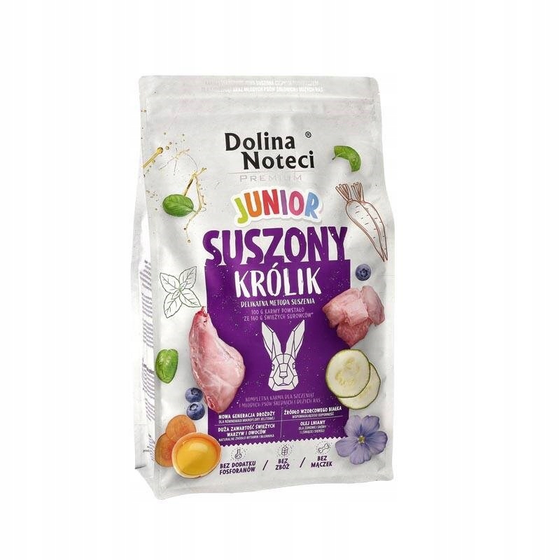 Levně Dolina Noteci Premium Junior Sušený králík – suché krmivo pro psy – 4 kg