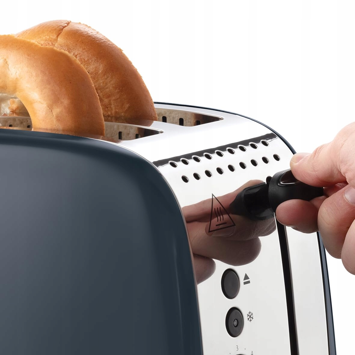 RUSSELL HOBBS Toster 2 Kromki Stal Szara Szerokie Szczeliny 1600W — miniatura 4