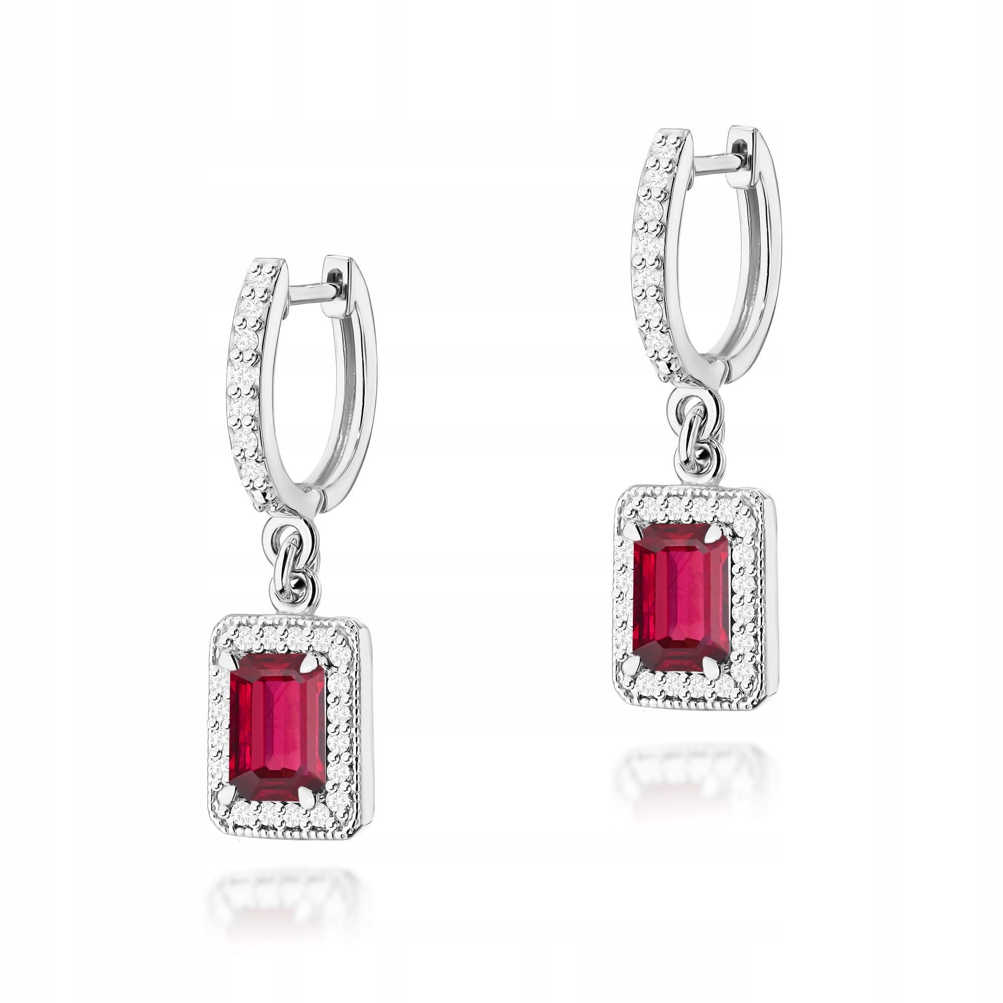 náušnice z bílého zlata s rubínem 585 x 0,80 ct, bílé zlato