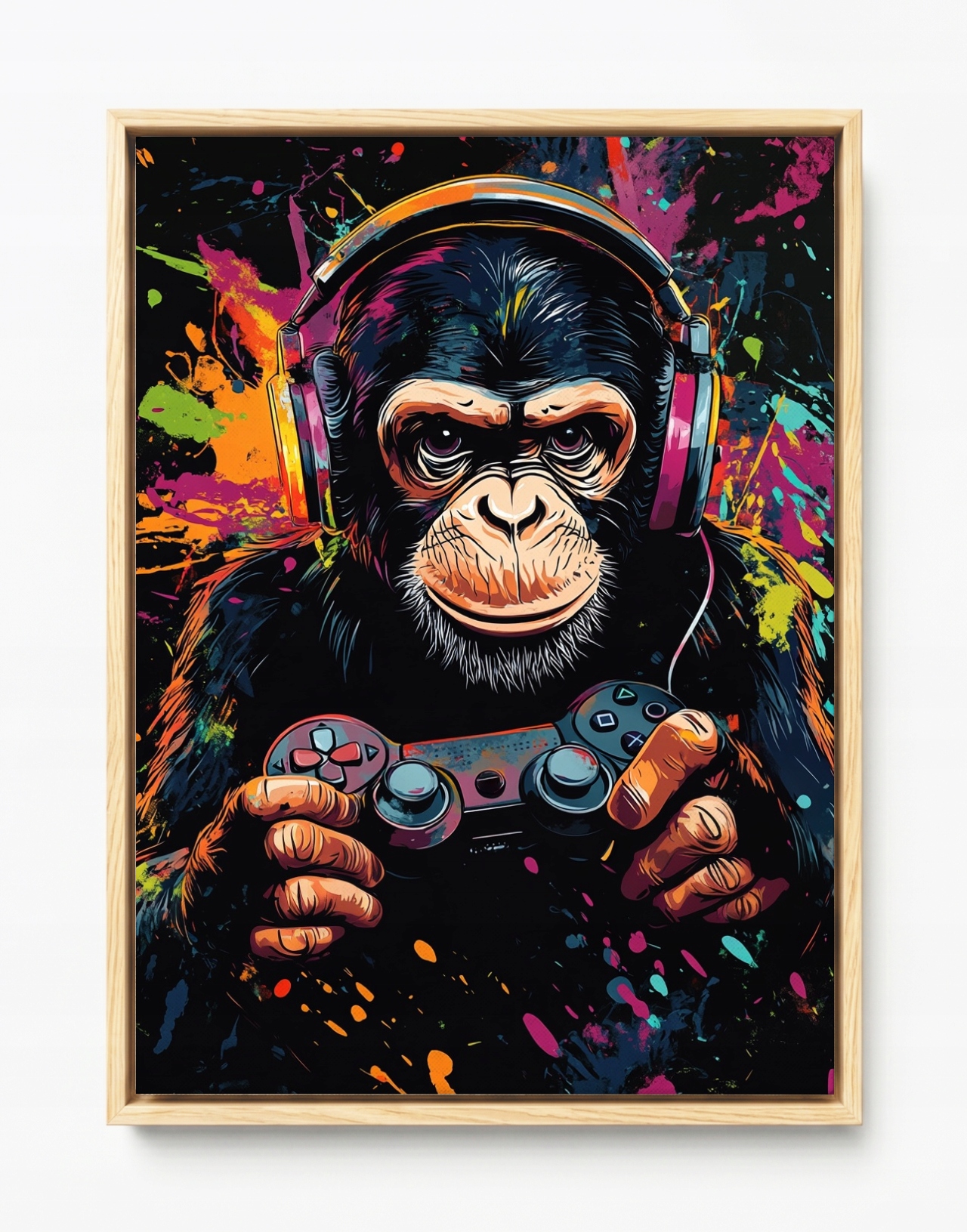 Obraz Rám American Box Gaming Hra Gamer Pad Opice Szympans Graffiti 60x80
