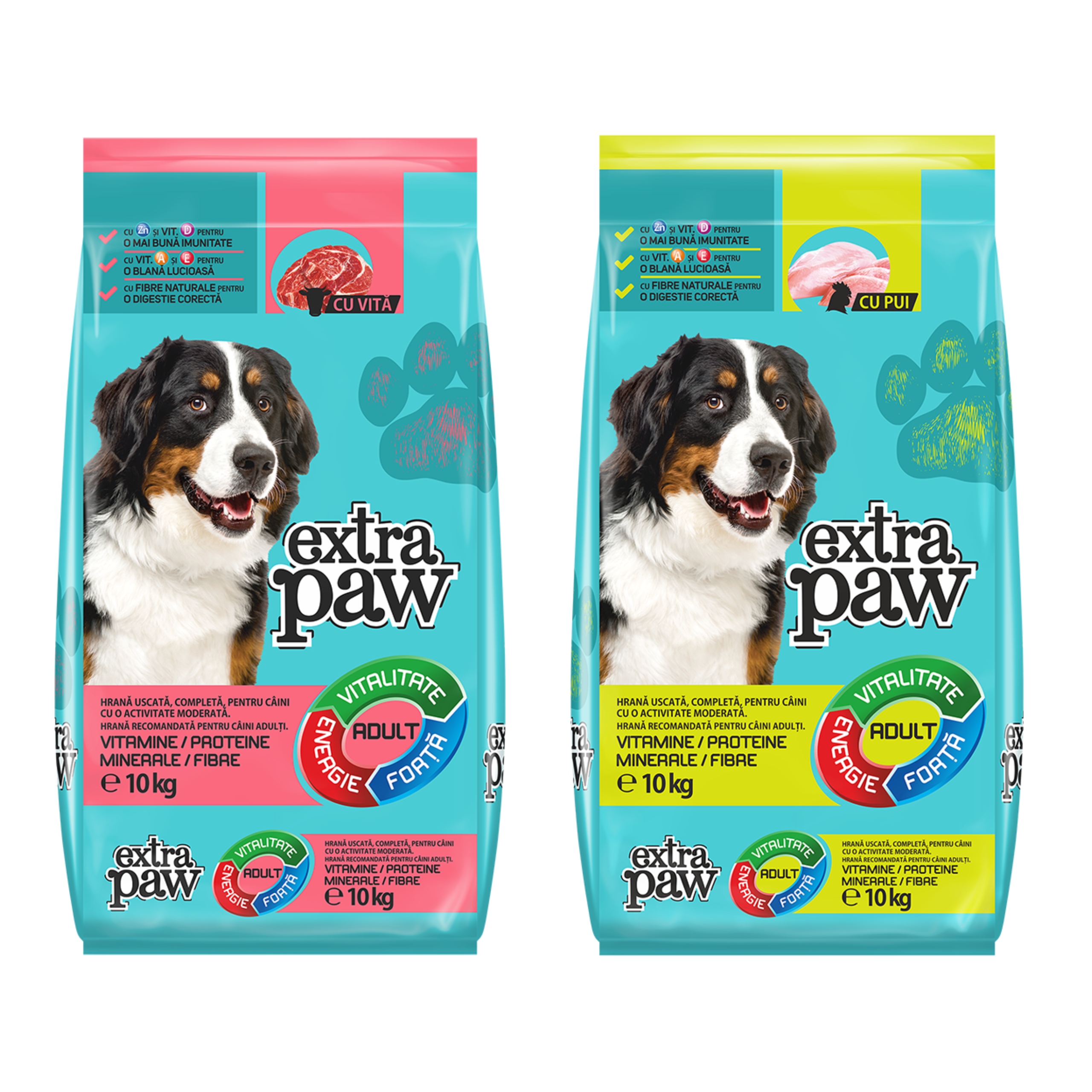 Levně Suché Krmivo pro psy Adult Extra Paw MIX Chutí 2x10 kg Pro dospělé psy