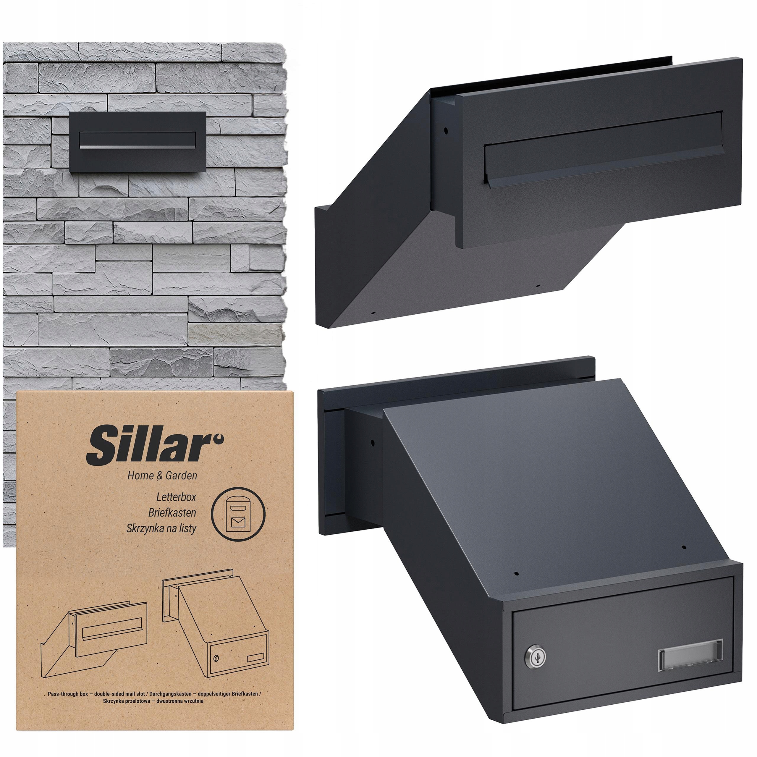 Poštovní schránka na dopisy antracitová, oboustranná, průchozí vhazovačka