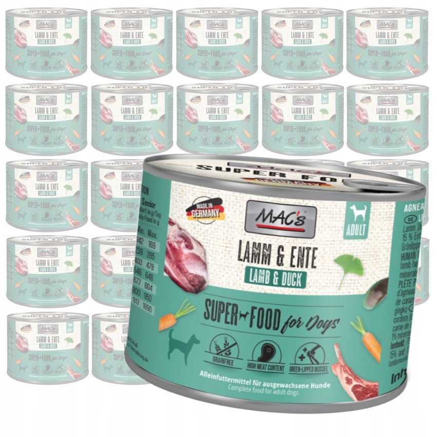 Levně MAC's Dog 24x200g Bezobilné Vlhké Krmivo s jehněčím a kachním masem pro psa