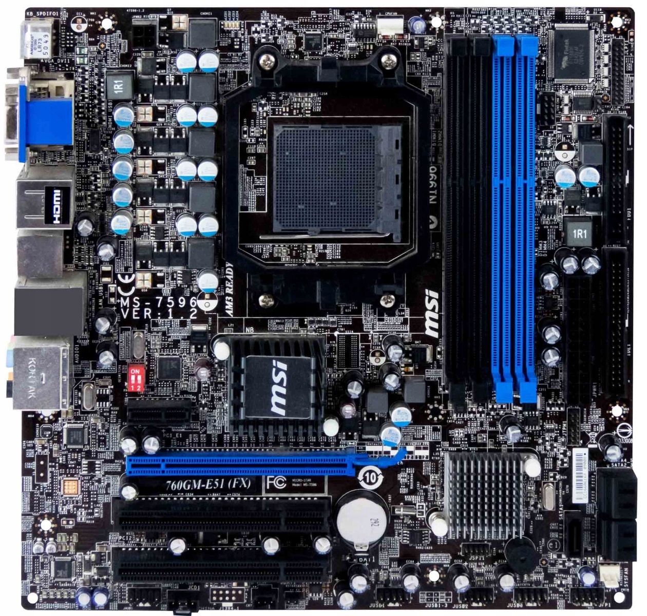 Msi 760GM-E51 MS-7596 REV:1.2 sAM3 DDR3 Pci-e Pci