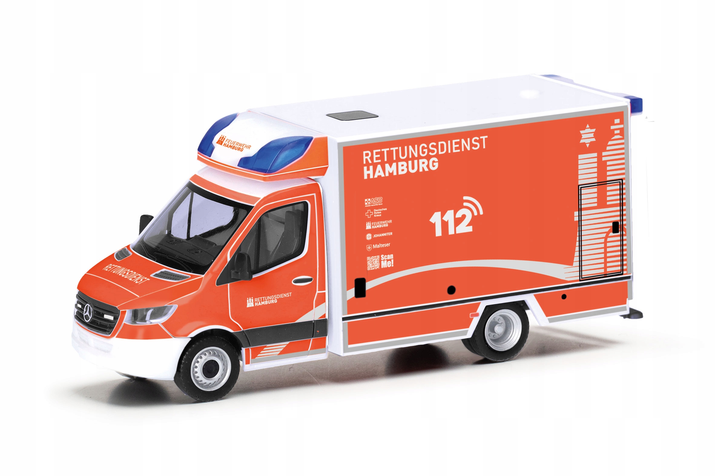 Herpa 098120 Mercedes-Benz Sprinter 18 Rettungswagen Feuerwehr Hamburg