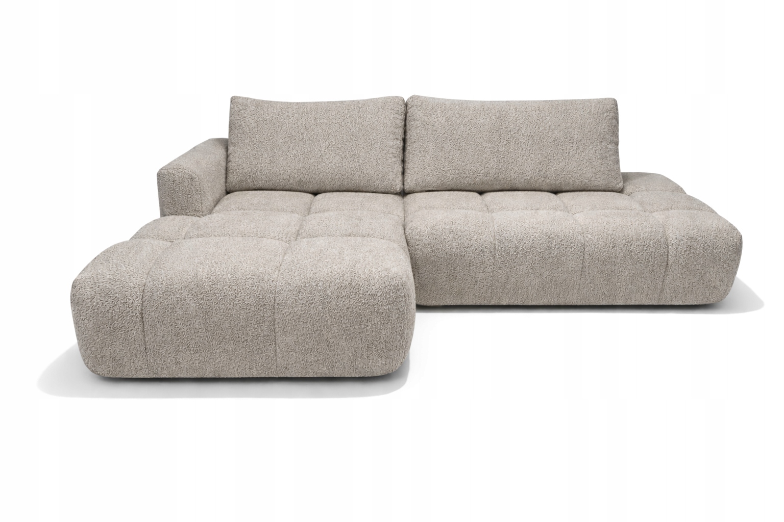 Rohová Sedací Souprava Rozkládací S Funkcí Spaní Soffi 280 Levý Boucle Šedobéžový