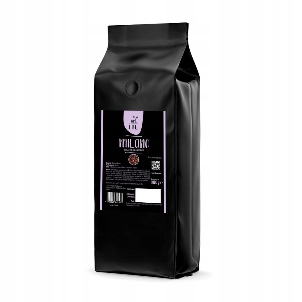 Levně Zrnková Káva 1kg LifeUP Milano Intenzivní zrnková káva Arabica Robusta