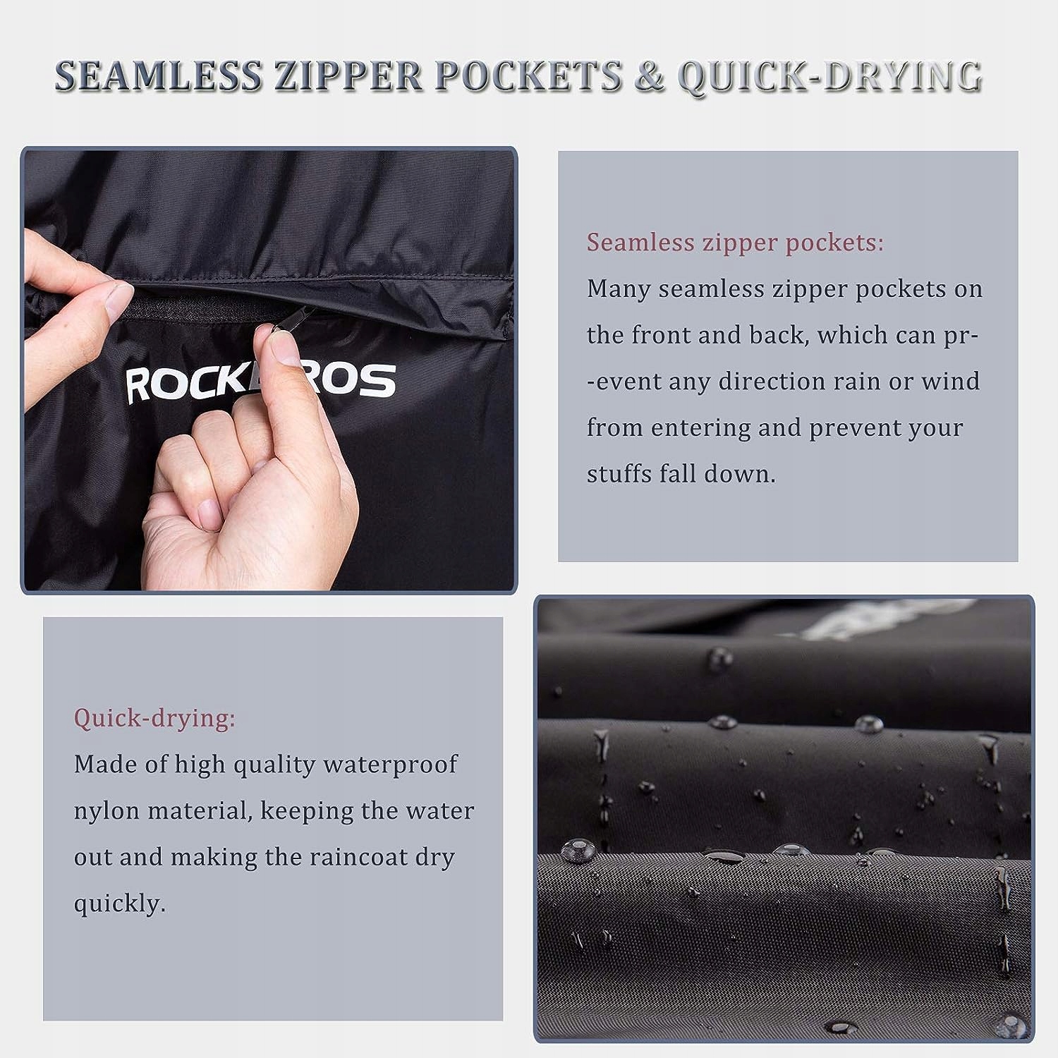 ROCKBROS Kurtka Przeciwdeszczowa Oddychająca L Materiał dominujący poliester