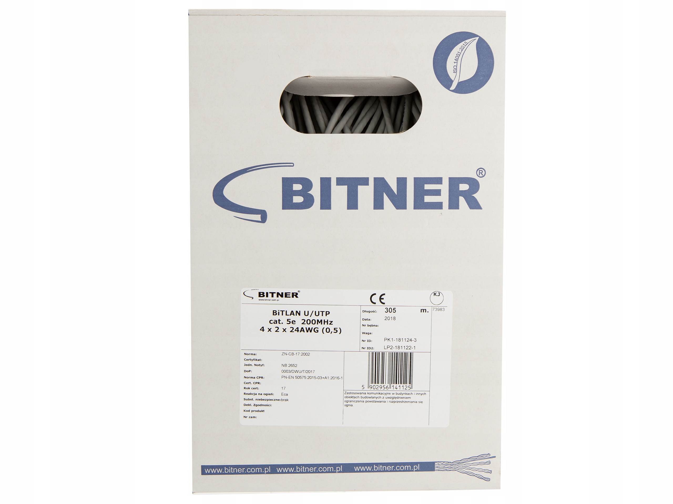 BITNER Kabel skrętka drut UTP 5e 100% miedź 305m Marka Bitner