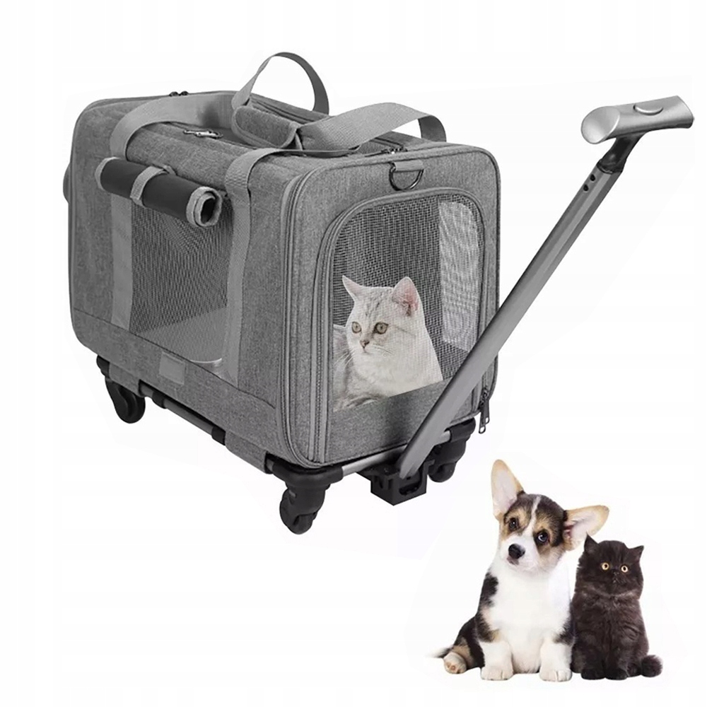 Levně Přepravka Pro Kočky/psa Na Kolečkách 48*32*40cm šedá