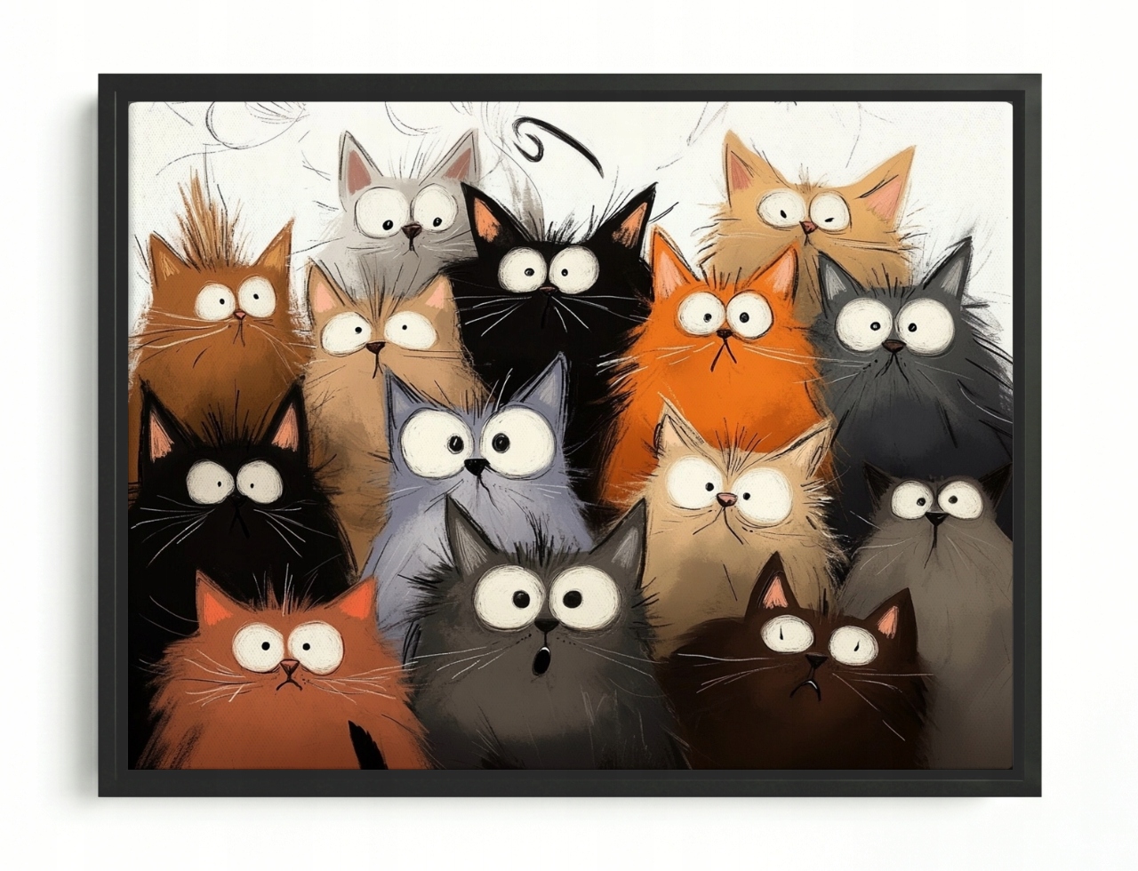 Obraz Rama American Box Bláznivé Zábavné Vystrašené Mačky Cartoon 80x60