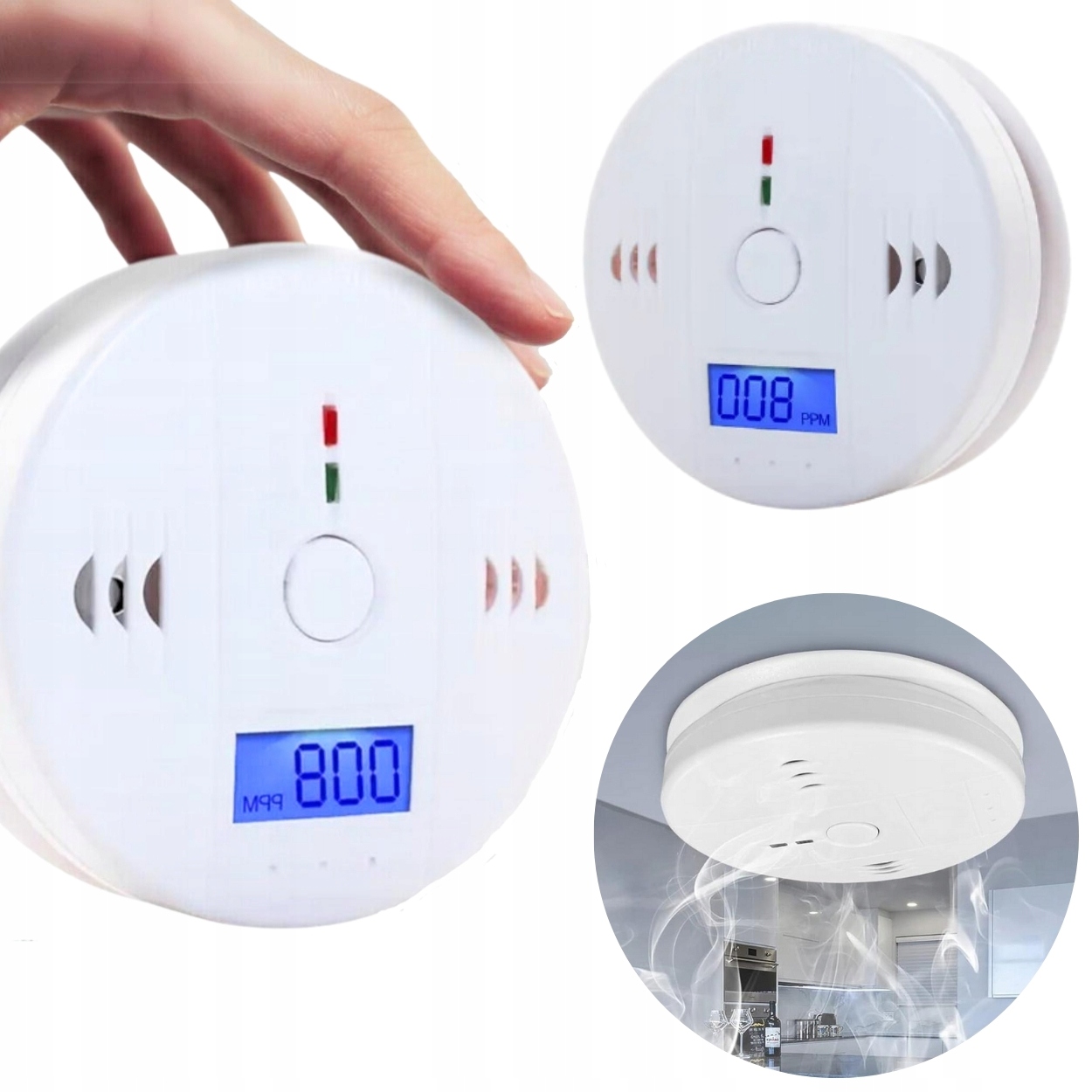 CZUJNIK CZADU DETEKTOR TLENKU WĘGLA GAZU CO LCD