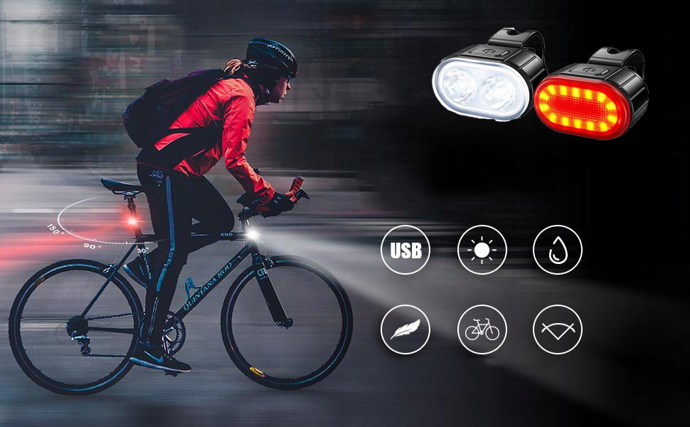 LED LAMPKA ROWEROWA USB PRZÓD TYŁ ZESTAW DO ROWERU Rodzaj brak informacji