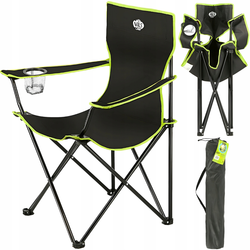 NILS Krzesło Turystyczne Składane Wędkarskie Kempingowe Plażowe Z Pokrowcem