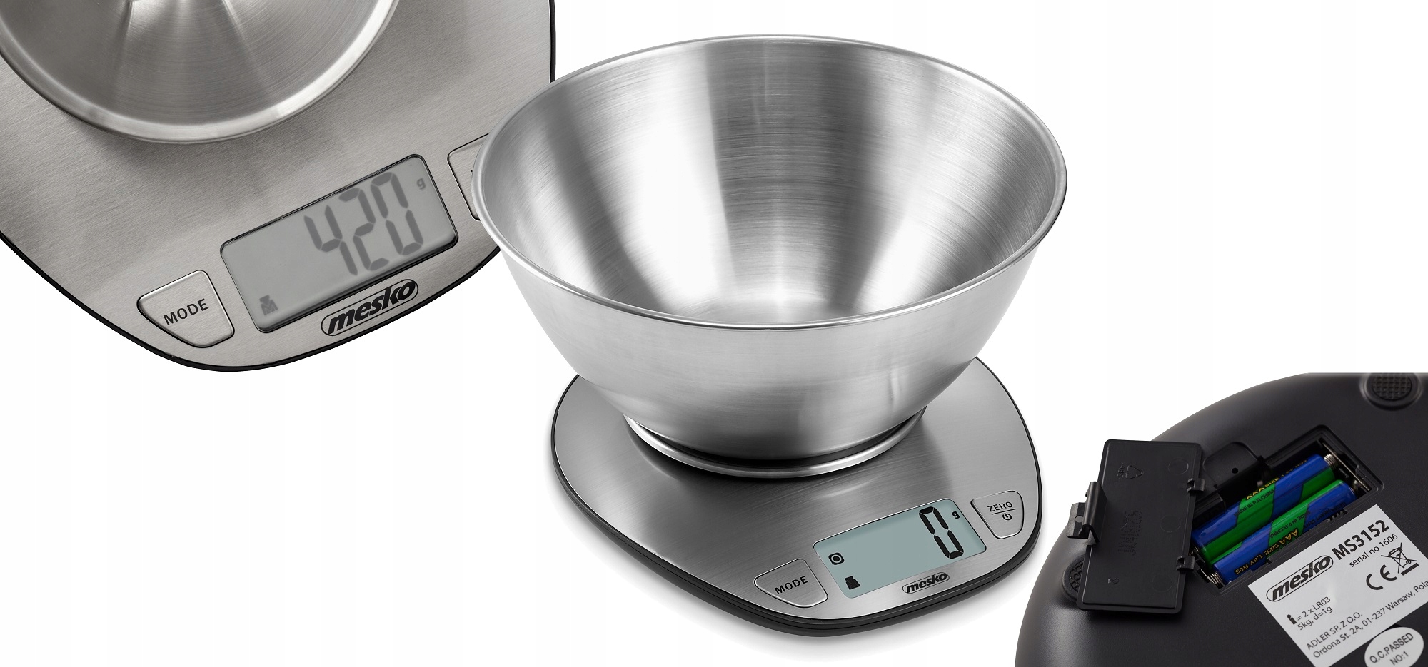 Waga Kuchenna z Miską MS 3152 5kg/1g 2L Stal Nierdzewna