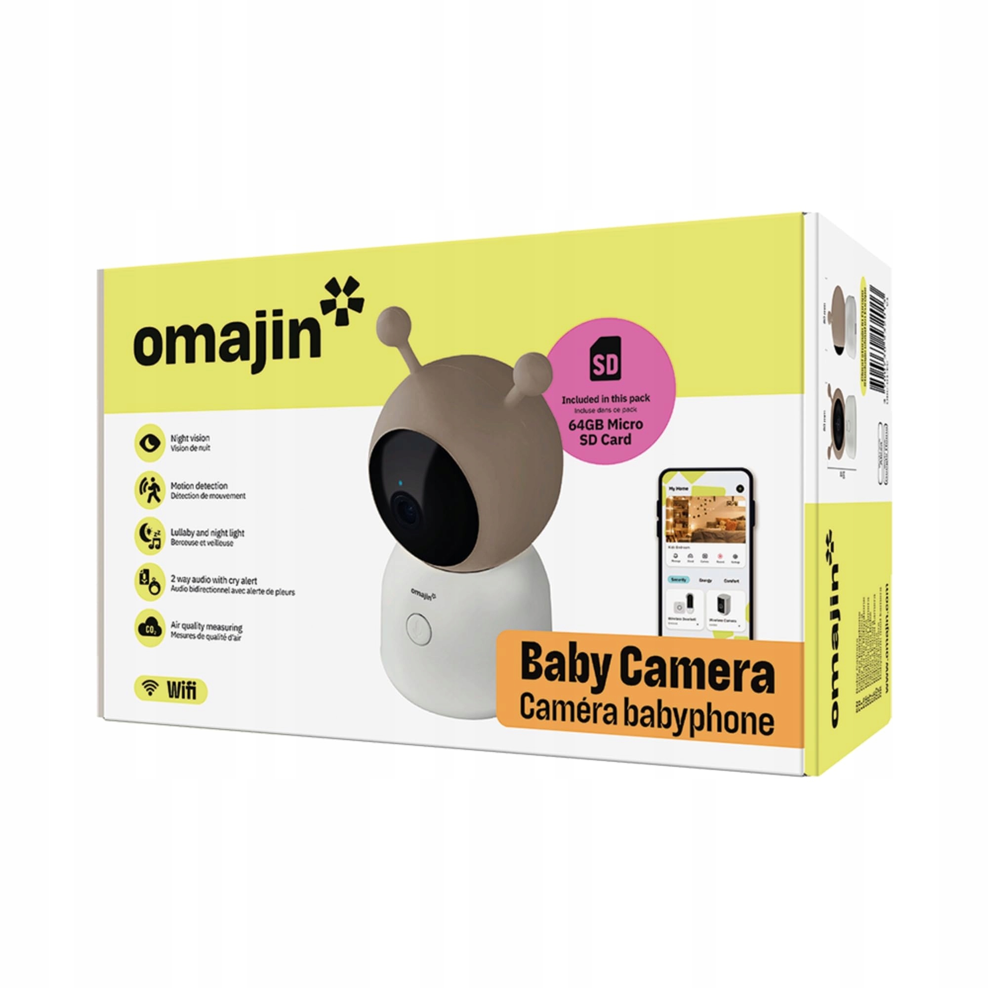OMAJIN Smarta Kamera Babyfon 2K HD Nocne Widzenie Czujnik Temperatury — miniatura 7
