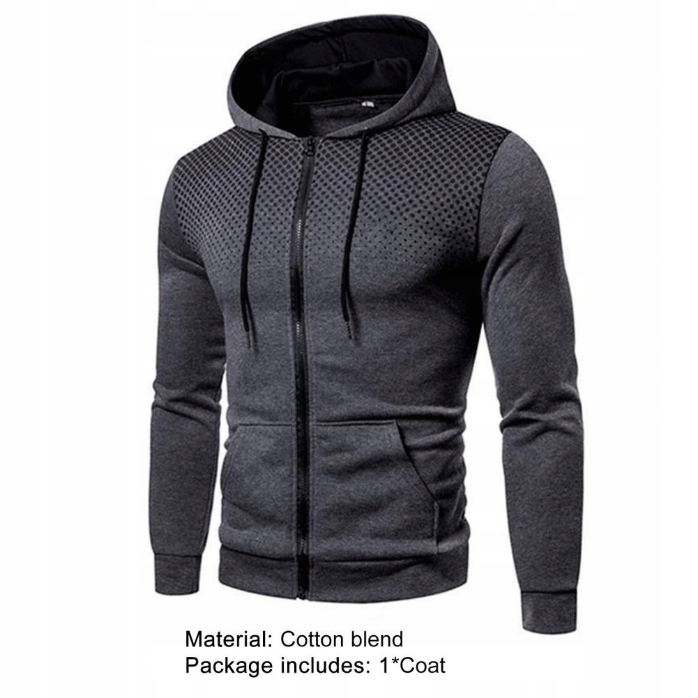 Coat Solid Color Gradient Drawstring Cardigan Hood Kolor dodatkowy bezbarwny